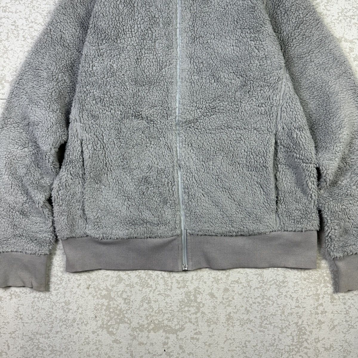 Japanese Brand × Uniqlo 💥Uniqlo Fleece Grey Hooded Light Jacket Size US L / EU 52-54 / 3 - 4 Thumbnail