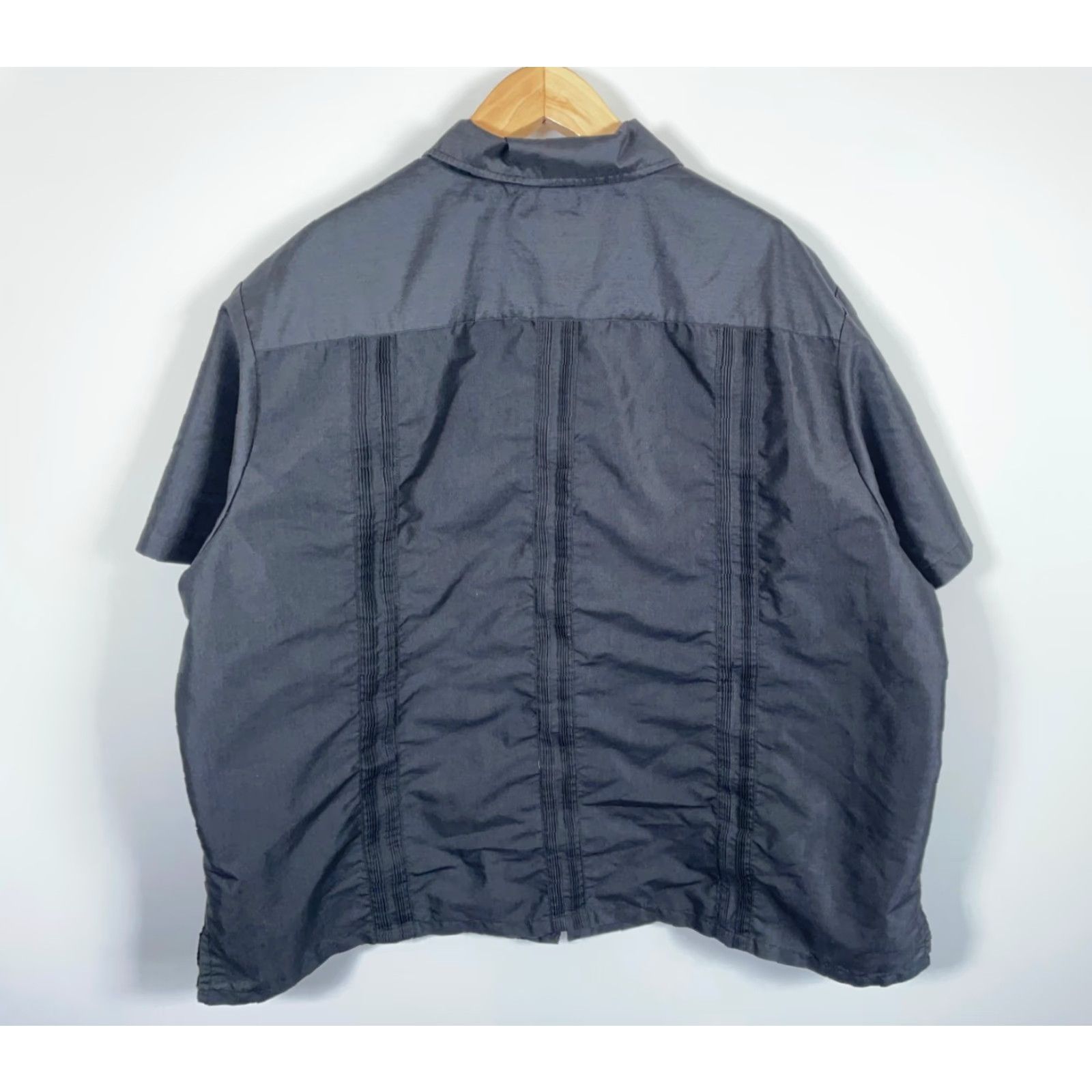 Haband VINTAGE Haband Guayabera Pocket Shirt Men's 3X Black Cotton Blend Zip Up Cuban Tony Soprano Shirt Size US XXL / EU 58 / 5 - 2 Thumbnail