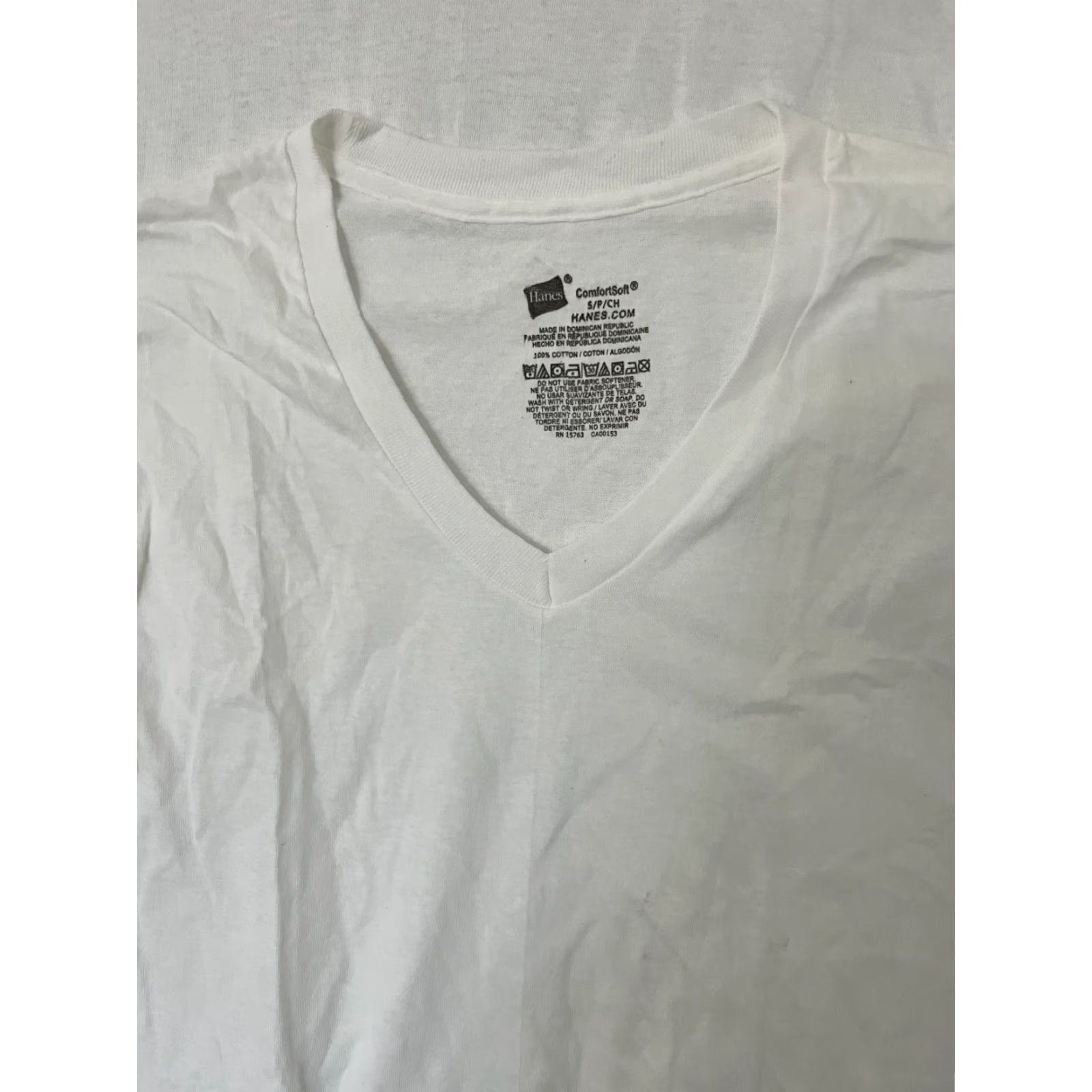 Hanes Hanes Mens 2-Pack White Crew + V-Neck Tee T-Shirt Comfortsoft Short Sleeve S Mens Shirt White 2-Pack Casual Classic Size US S / EU 44-46 / 1 - 3 Thumbnail