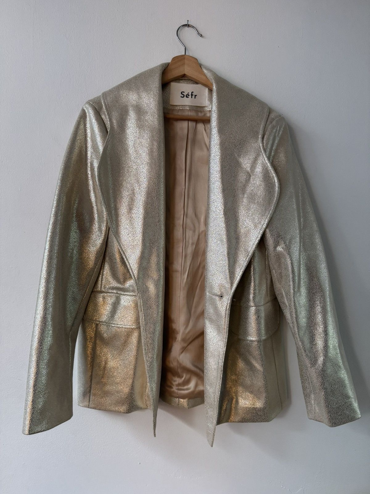 Sefr Sefr Gold Speckle Leather “Peace Blazer” Size 40R - 1 Thumbnail
