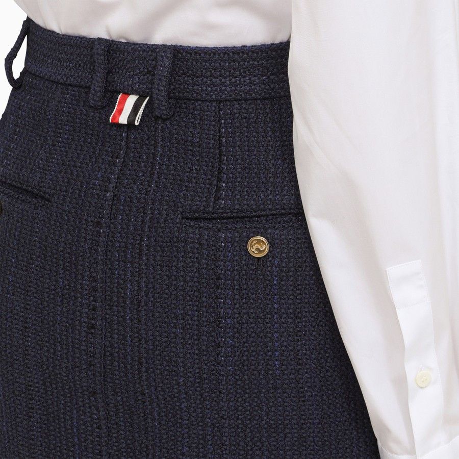 Thom Browne o1d2blof1024 Cotton-Blend Mini Skirt in Navy Blue Size 27" / US 4 / IT 40 - 5 Thumbnail