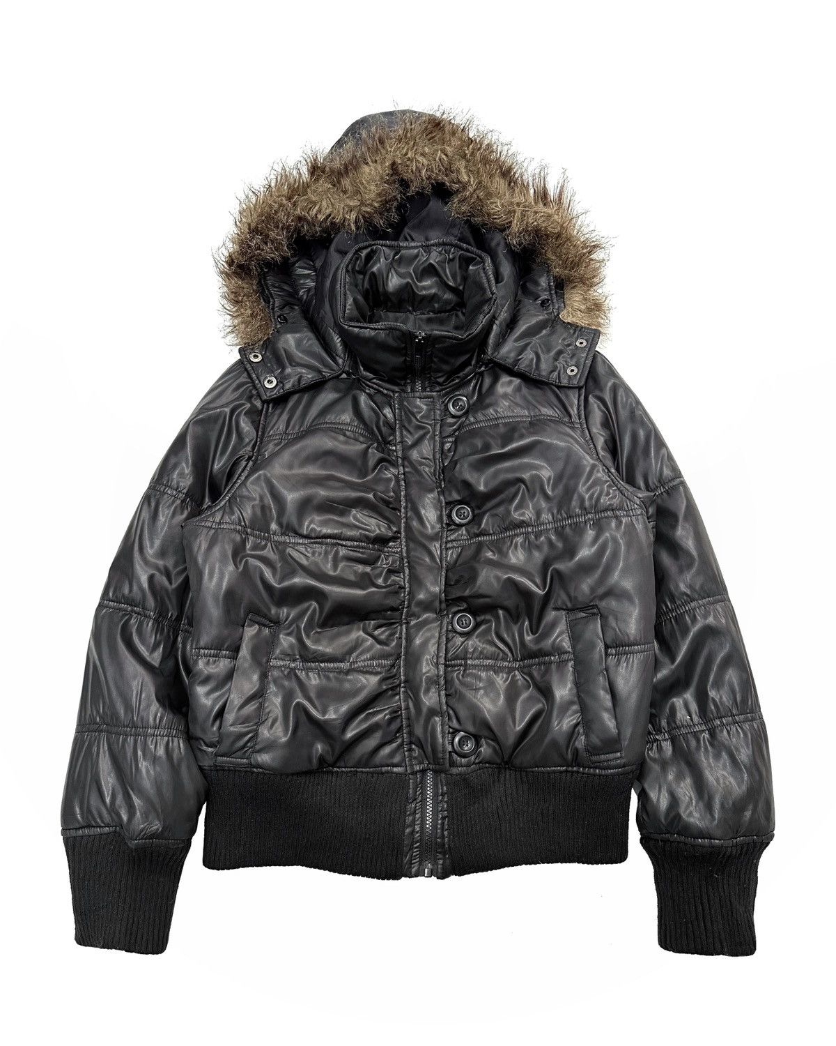 Pre-owned Avant Garde X If Six Was Nine 2000s Faux Fur Colza Puffer Jacket Ifsixwasnine Style In Black