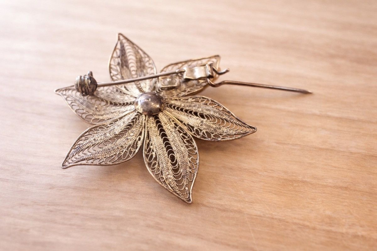 Other Vintage Sterling Cannetille Plique A Jour Flower Brooch Size ONE SIZE - 5 Thumbnail