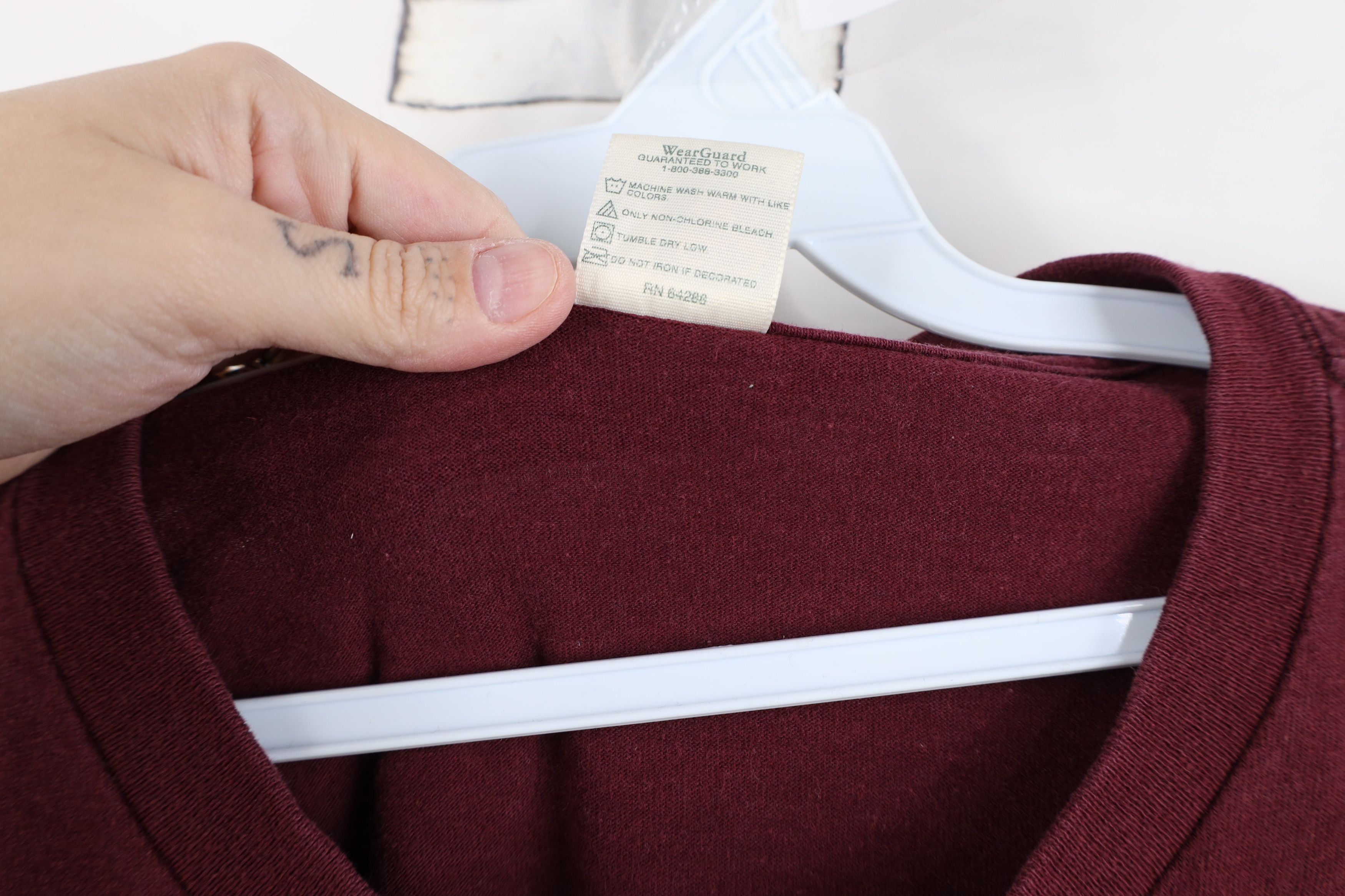 Vintage Vintage 90s Streetwear Cotton Long Sleeve T-Shirt Burgundy Size US XL / EU 56 / 4 - 6 Thumbnail