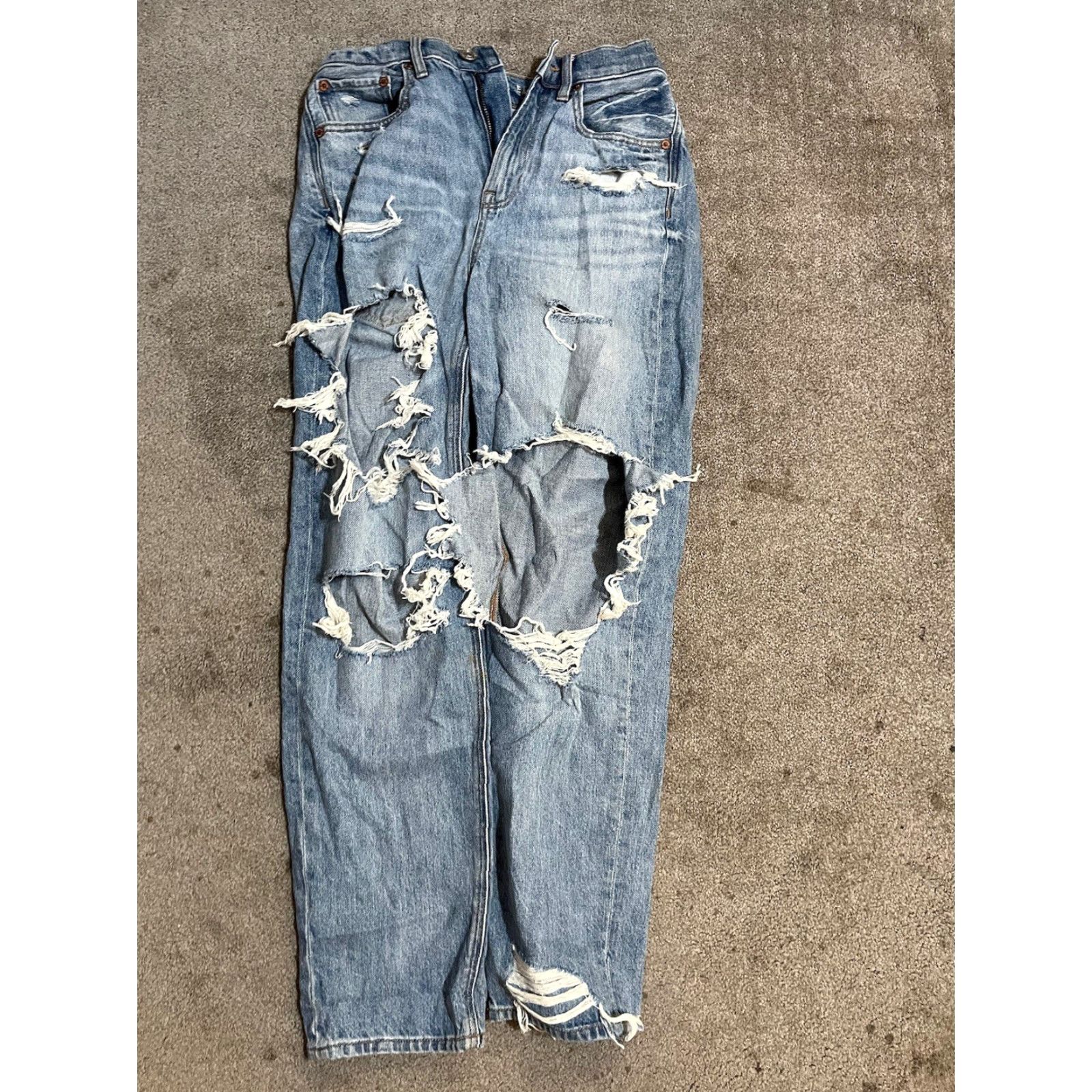 American Eagle Outfitters American Eagle Jeans Women Size 2 Destroyed Highest Rise Boyfriend 90s Blue Size 26" / US 2 / IT 38 - 3 Thumbnail