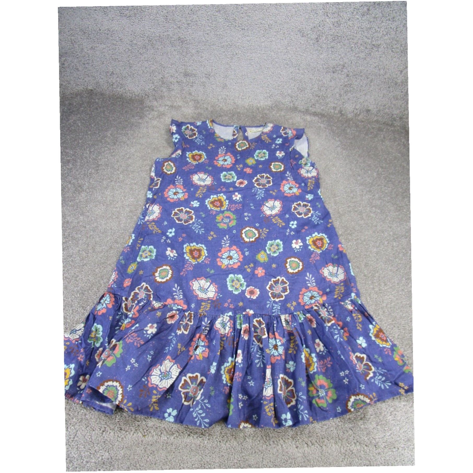 Womens Mini Dress Large Blue Floral