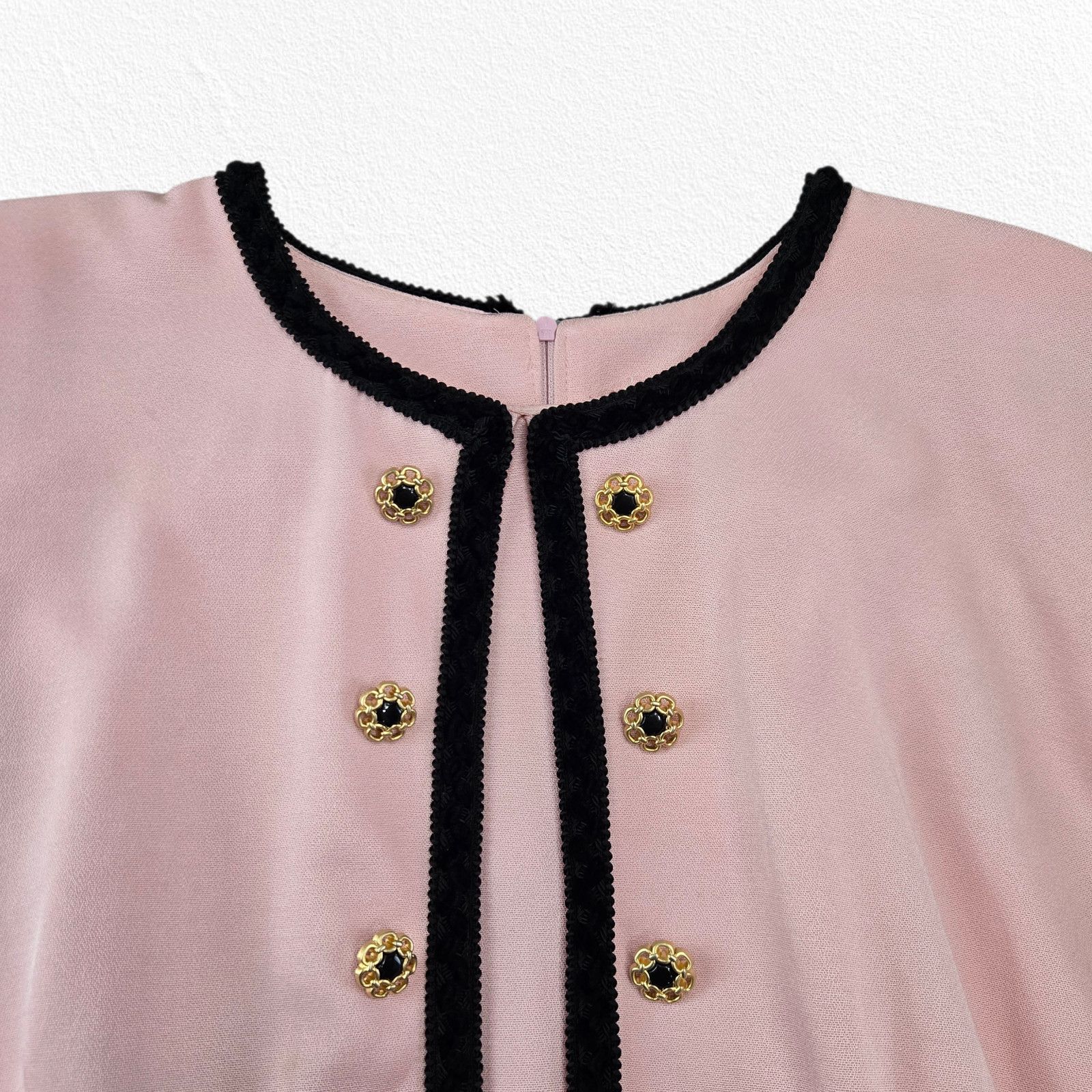 Vintage 1990s Pink Black Polished Dress Size 16 Made in USA Size XXL / US 16-18 / IT 52-54 - 4 Thumbnail