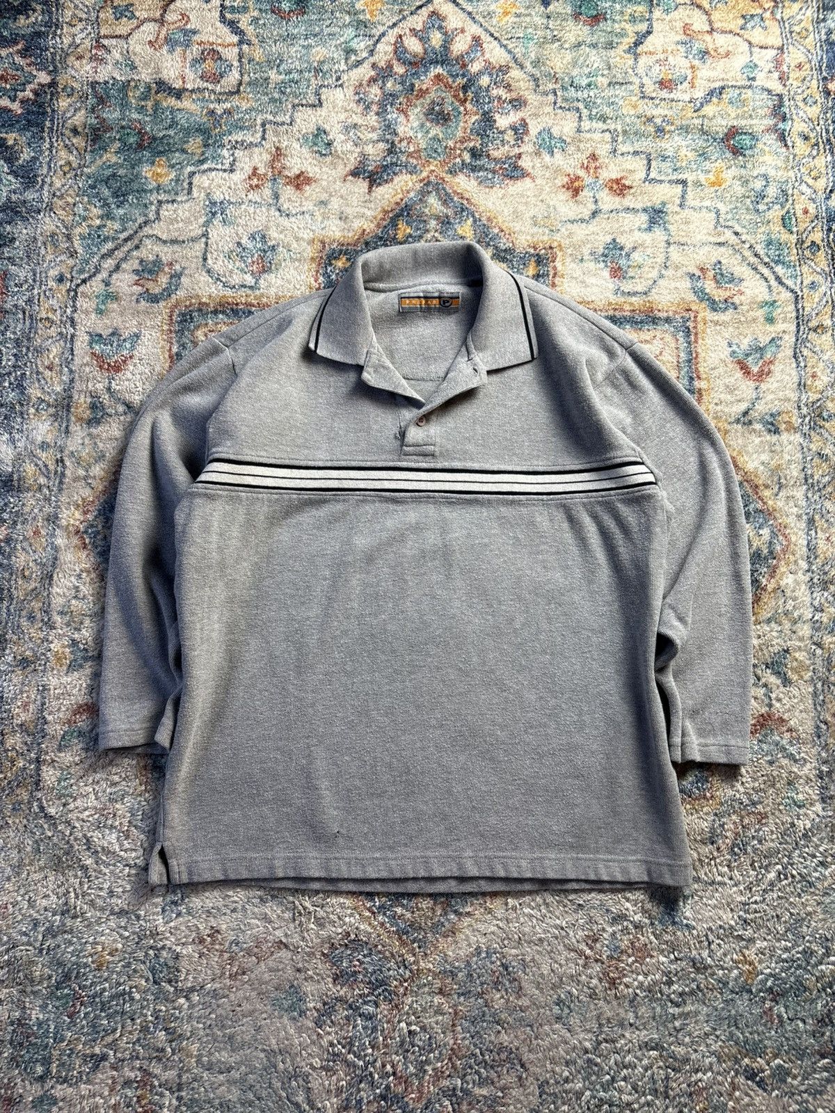 Vintage Vintage Prefab Striped Pullover Henley Shirt Medium Size US L / EU 52-54 / 3 - 1 Thumbnail