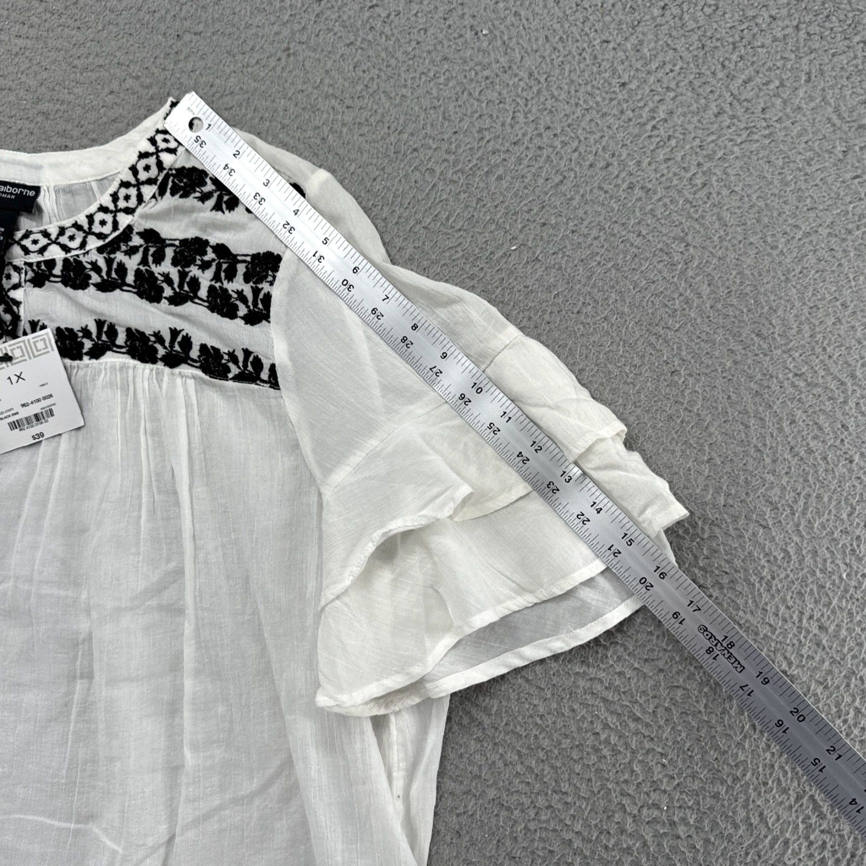 Liz Claiborne Liz Claiborne Sheer Embroidered Floral V Neck Tunic Top Women's Size 1X NEW Size XL / US 12-14 / IT 48-50 - 4 Thumbnail