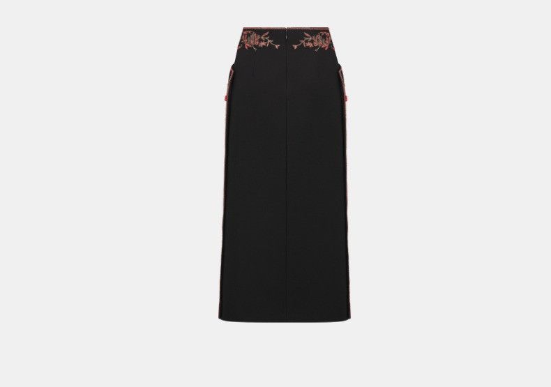 Dior o1w1db10325 411J09 Midi Skirt in Black & Coral Size 27" / US 4 / IT 40 - 2 Thumbnail