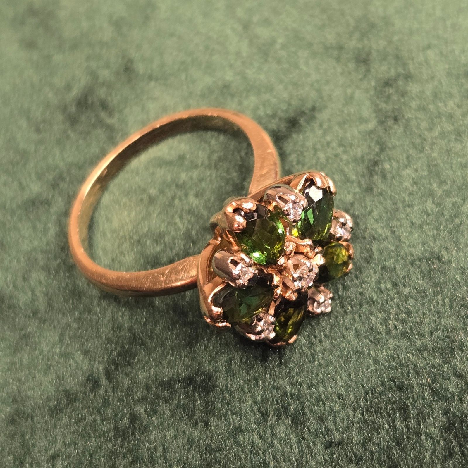 Hysteric Glamour 14K Yellow Gold Green Tourmaline & Diamond Daisy Cluster Size ONE SIZE - 18 Thumbnail