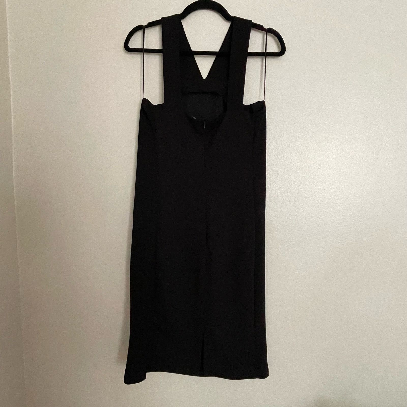 Zara Zara Crepe Sheath Dress Cross Over Neck Wide Straps Black L Size L / US 10 / IT 46 - 3 Thumbnail