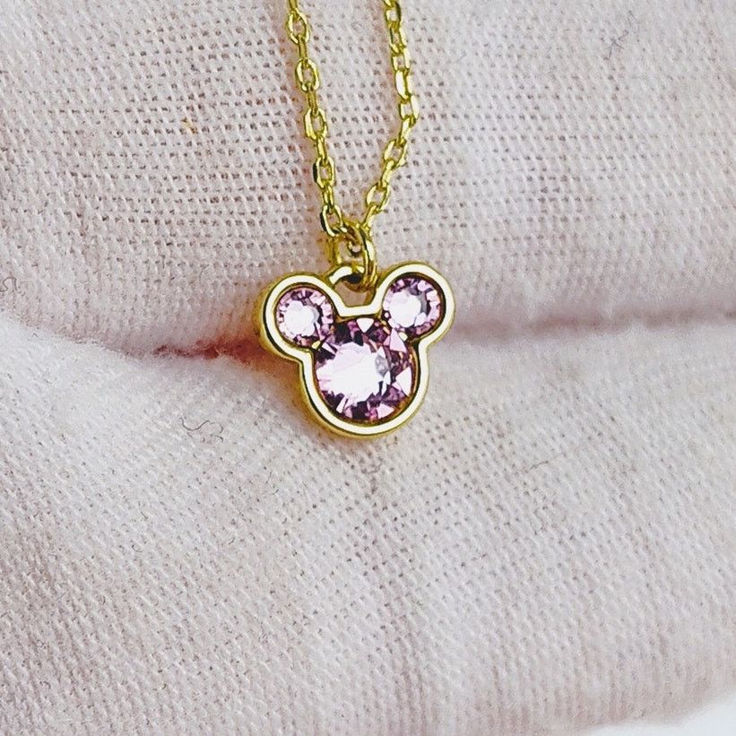 Disney Disney Mickey Mouse Necklace Light Purple Rhinestone Gold Size ONE SIZE - 3 Thumbnail