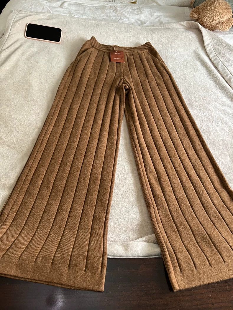 Loro Piana LORO PIANA Small cashmere wide leg pants Size 41" - 2 Thumbnail