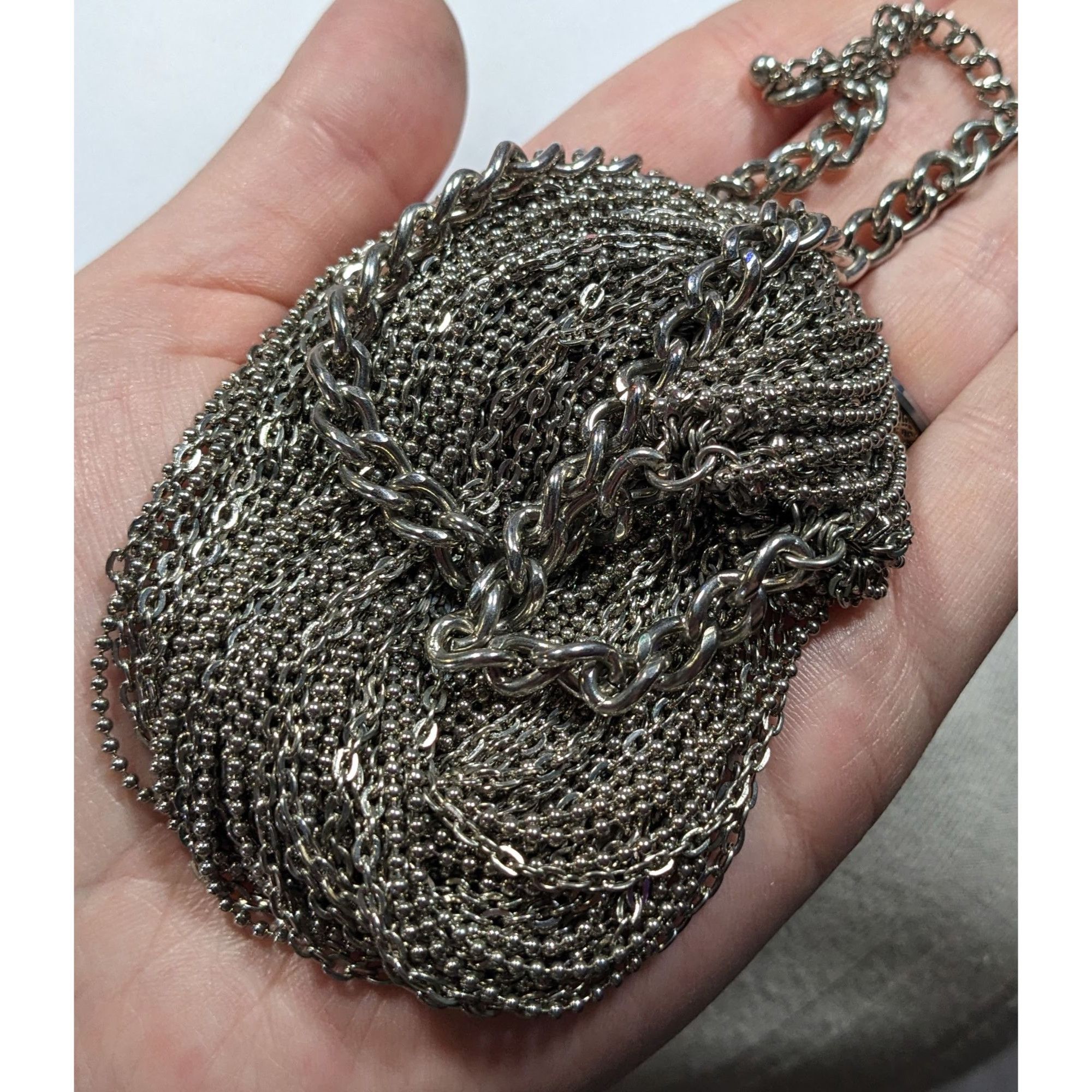 Other Glam Metal Multilayer Silver Tone Chain Necklace Size ONE SIZE - 5 Thumbnail