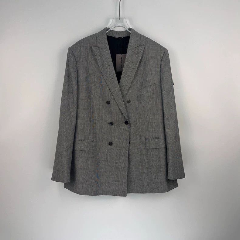 Balenciaga Balenciaga grey checkered classic logo wool thin suit jacke Size US M / EU 48-50 / 2 - 3 Thumbnail
