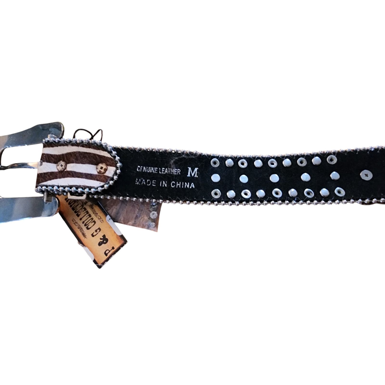 Other Vintage Zebra Belt, Rhinestone Belt, Western Buckle Belt Size ONE SIZE - 5 Thumbnail