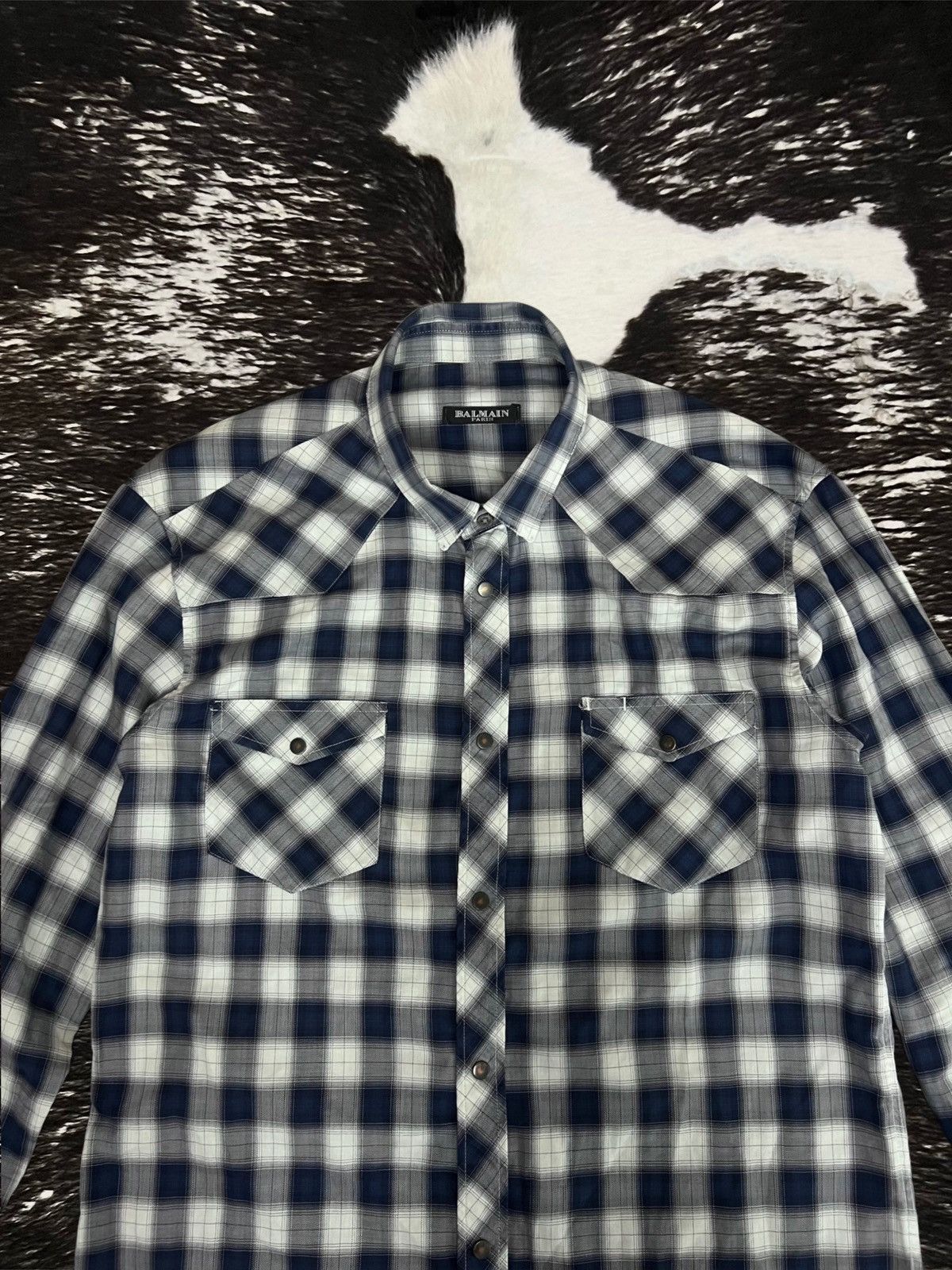 Balmain Balmain by Decarnin FW10 Plaid Western Flannel Shirt Size US M / EU 48-50 / 2 - 5 Thumbnail