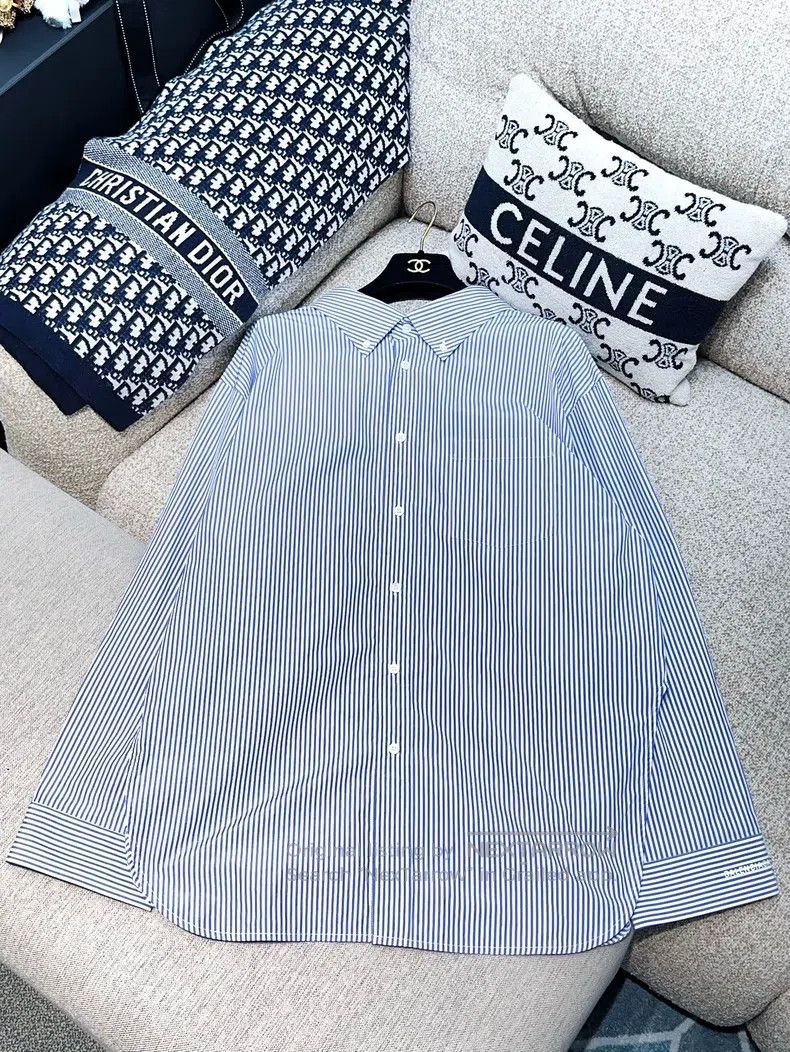 Balenciaga Balenciaga Blue and White 38 Size Striped Long Sleeve Shir Size XS / US 0-2 / IT 36-38 - 1 Thumbnail