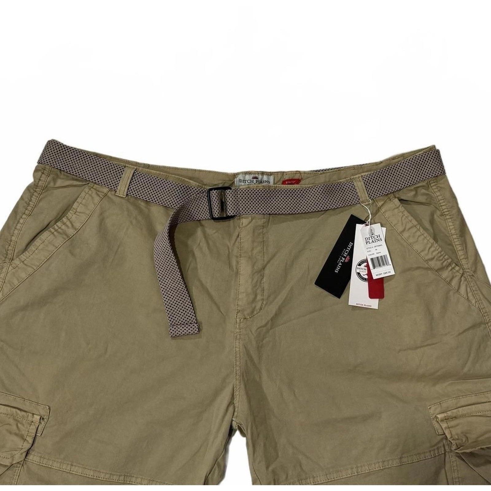 Other Ditch Plains Men Stone Cargo Shorts Belted Khaki Size 46 Size US 44 / EU 60 - 2 Thumbnail