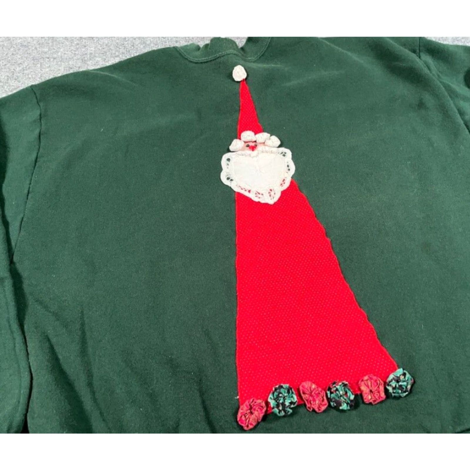 Jerzees VINTAGE Jerzees Sweatshirt Tree Santa Claus Patch Christmas Adult XL Green Fabric Womens Size XL / US 12-14 / IT 48-50 - 7 Thumbnail