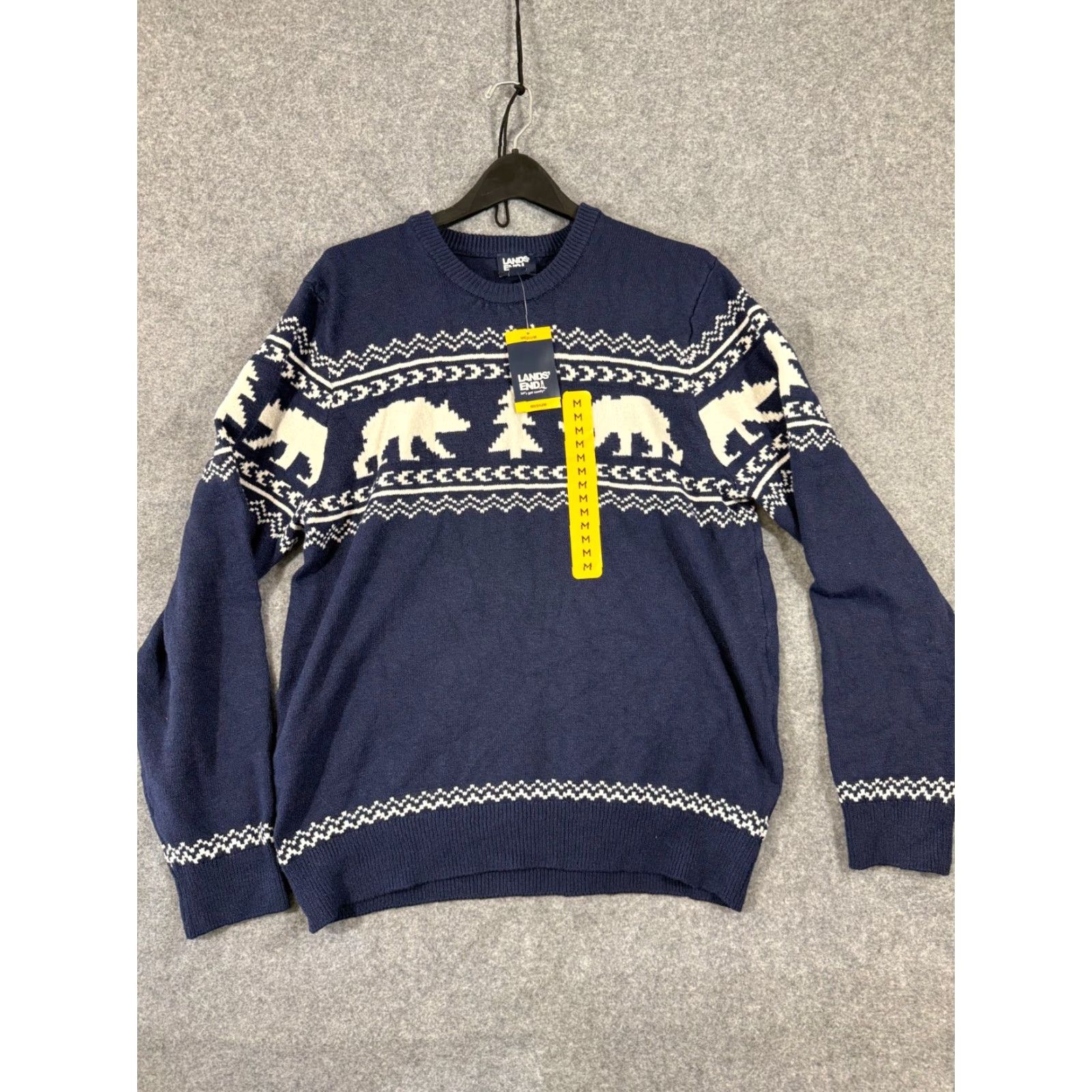 Lands' End VINTAGE Lands' End Sweater Mens M 38-40 Blue Fair Isle Stretch Polar Bear Pullover NWT Size US M / EU 48-50 / 2 - 3 Thumbnail