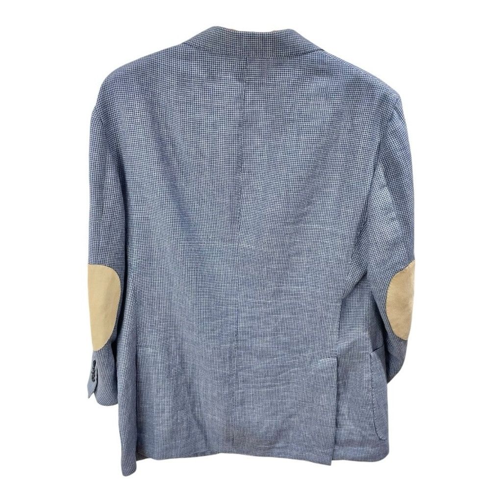 Other Al Duca D'aosta Unlined Blue Linen & Suede Suit Jacket UK 40 Size 40R - 3 Thumbnail