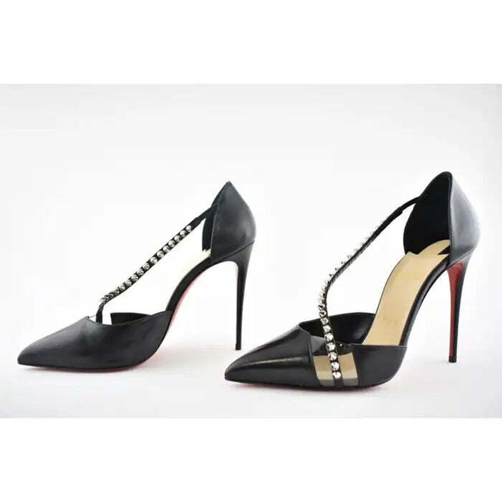 Christian Louboutin Christian Louboutin Spike Cross 100 Black PVC Silver Size US 5.5 / IT 35.5 - 10 Thumbnail