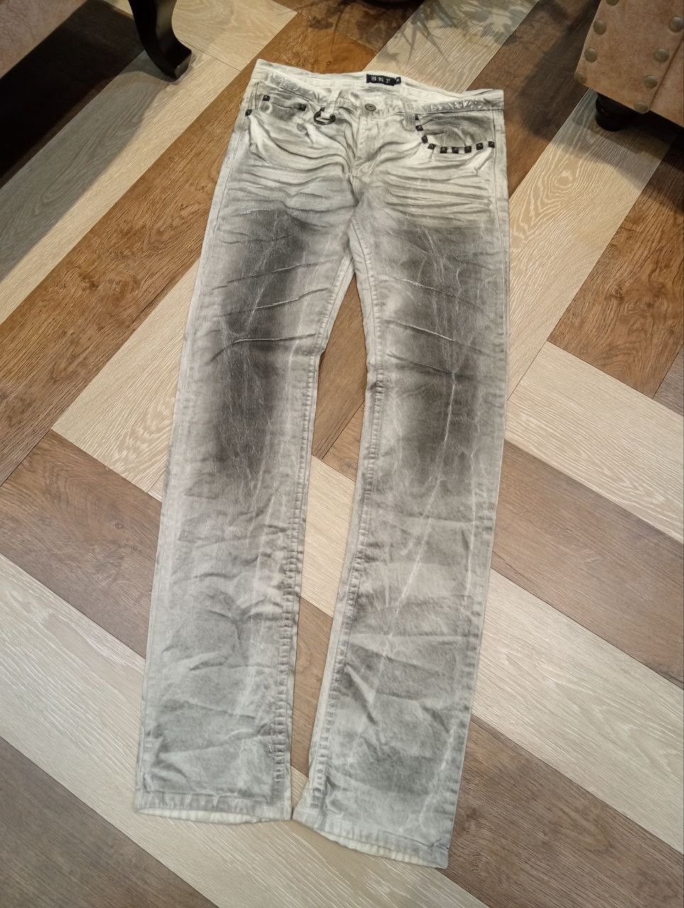 If Six Was Nine K.U.I ASH PUNK CREASE CLOUDY COAT STUDDED STRETCH DENIM Size US 30 / EU 46 - 2 Thumbnail