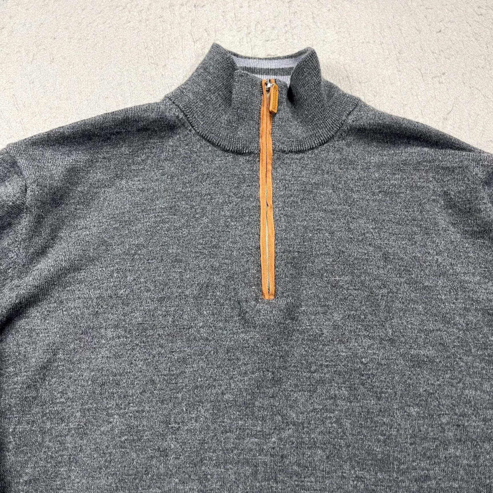 CO Collars & Co Sweater Mens XL Gray Merino Wool 1/4 Zip Mock Neck Pullover Golf Size US XL / EU 56 / 4 - 2 Thumbnail