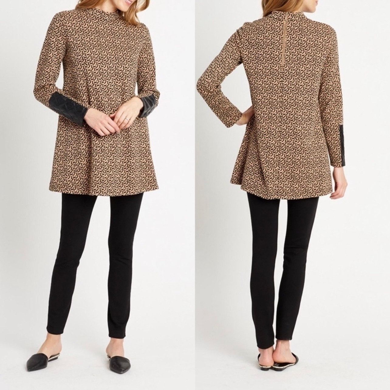 Other Tyler Bow Crissy Geo Print Mock Neck Tunic Faux Leather M Size M / US 6-8 / IT 42-44 - 1 Thumbnail