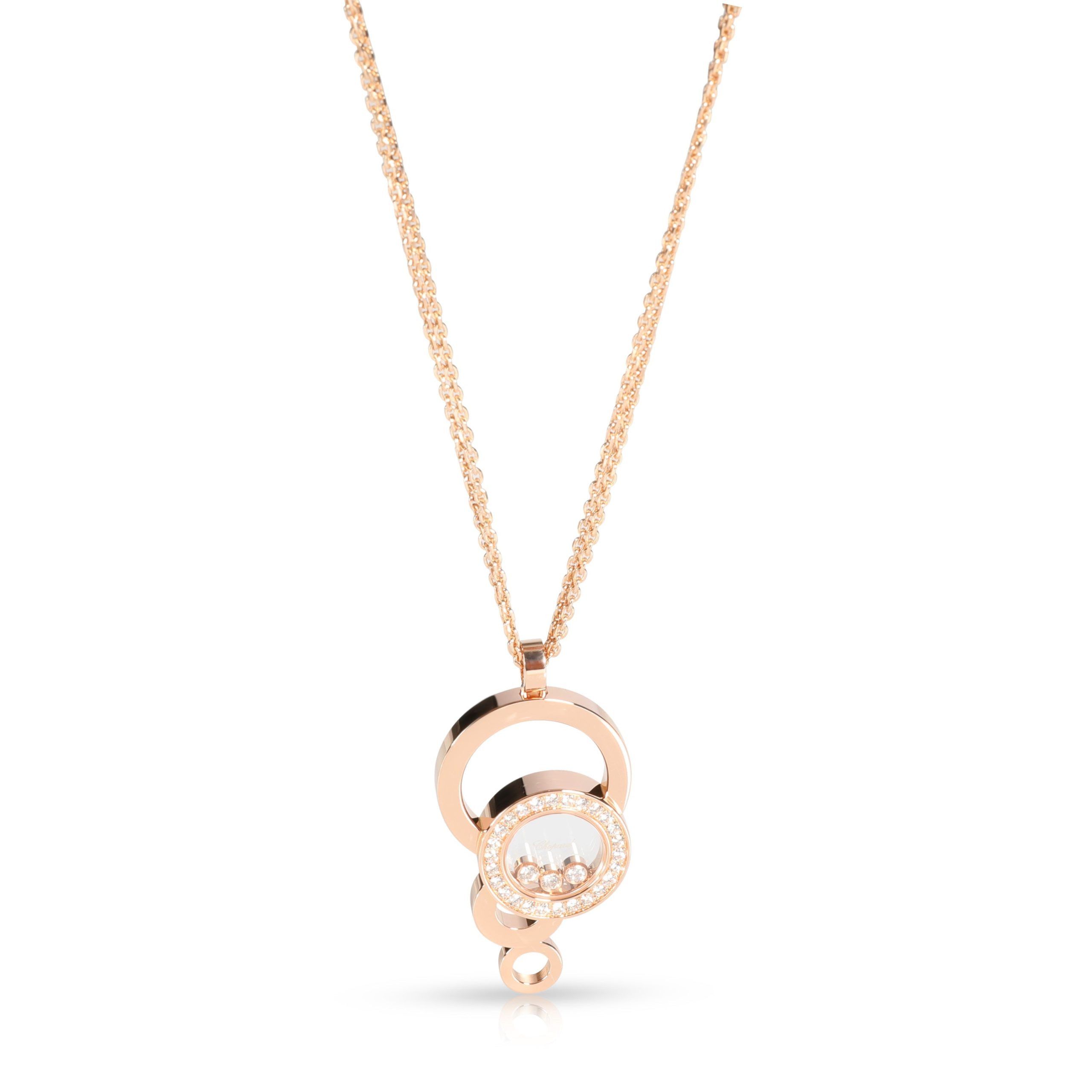 image of Chopard Happy Dreams Diamond Necklace In 18K Rose Gold 0.75 Ctw, Women's