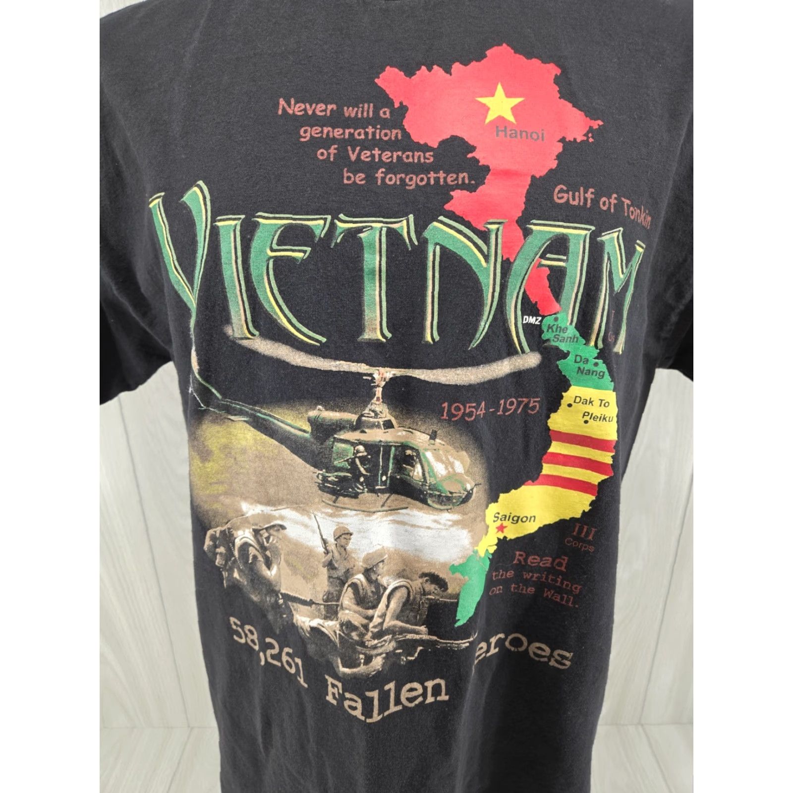 Vintage VINTAGE Vietnam War Veteran T-Shirt Men's Large USA Black T-Shirt Army Military USA Graphic Print Short Sleeve Crew Neck Murina Gildan Heavy Cotton Size US L / EU 52-54 / 3 - 3 Thumbnail