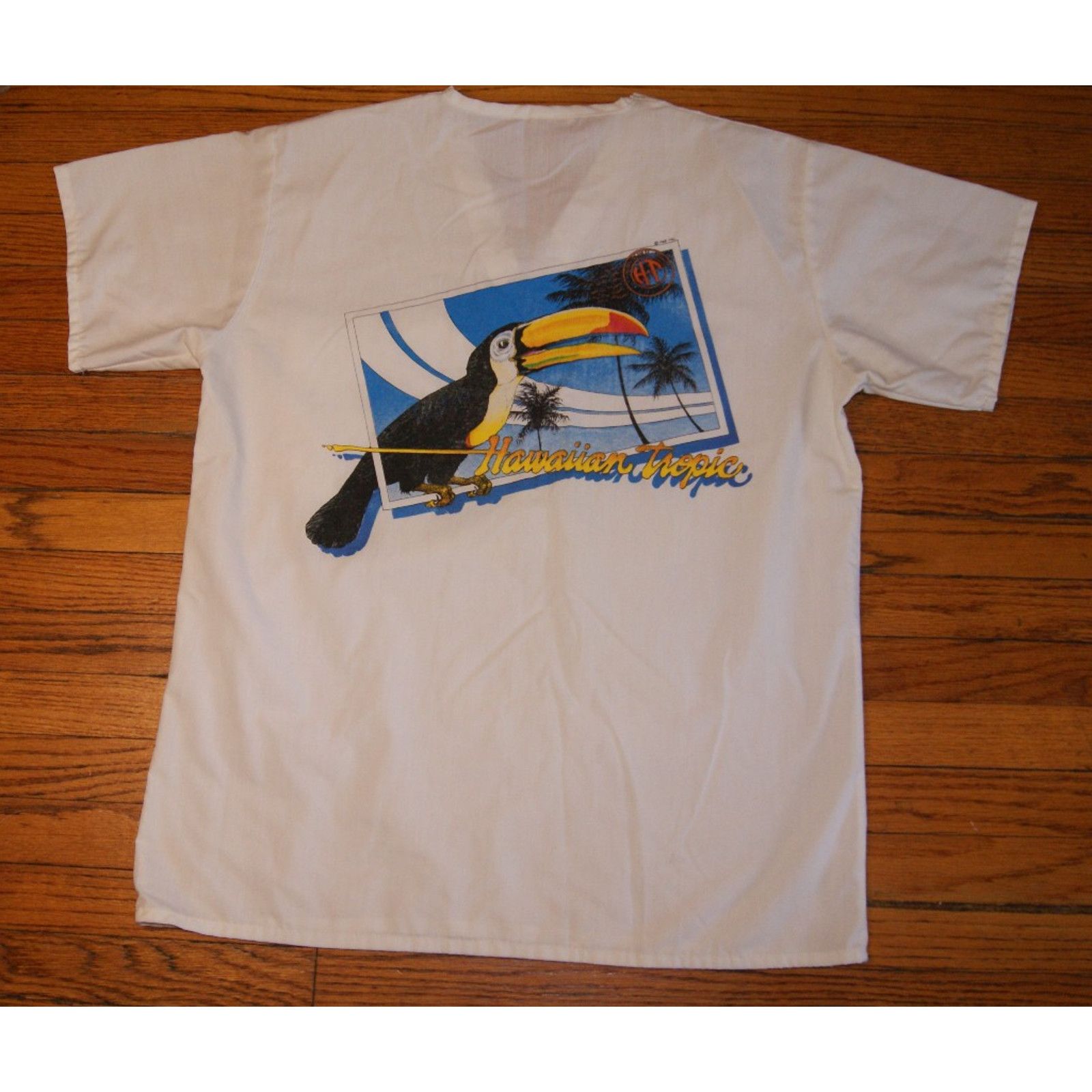 Vintage VTG Hawaiian Tropic VNeck XL Shirt Toucan Palm Pocket 1985 Size US XL / EU 56 / 4 - 3 Thumbnail