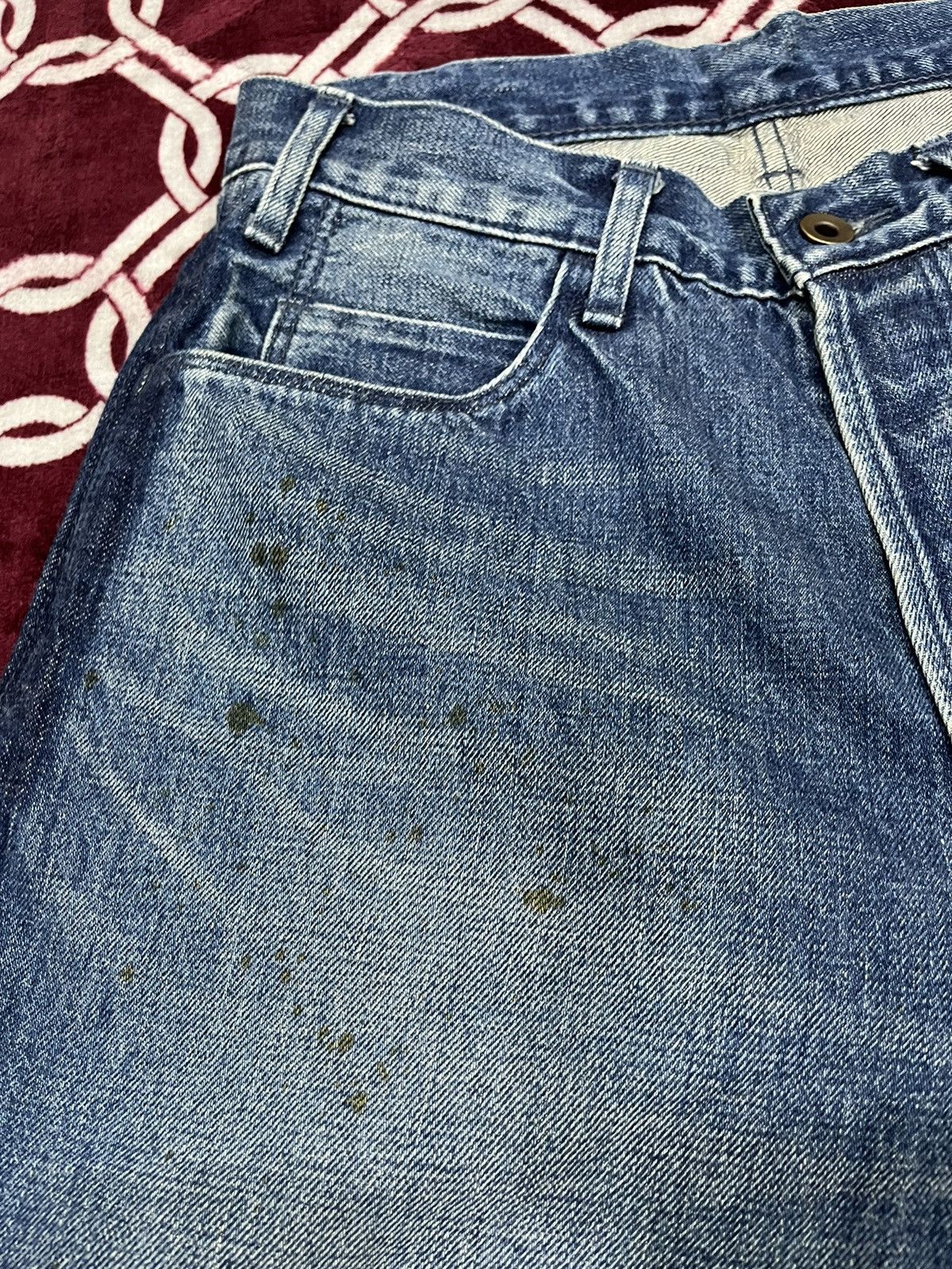 Japanese Brand Bru Na Boinne Redline Selvedge Stain Denim Size US 28 / EU 44 - 8 Thumbnail