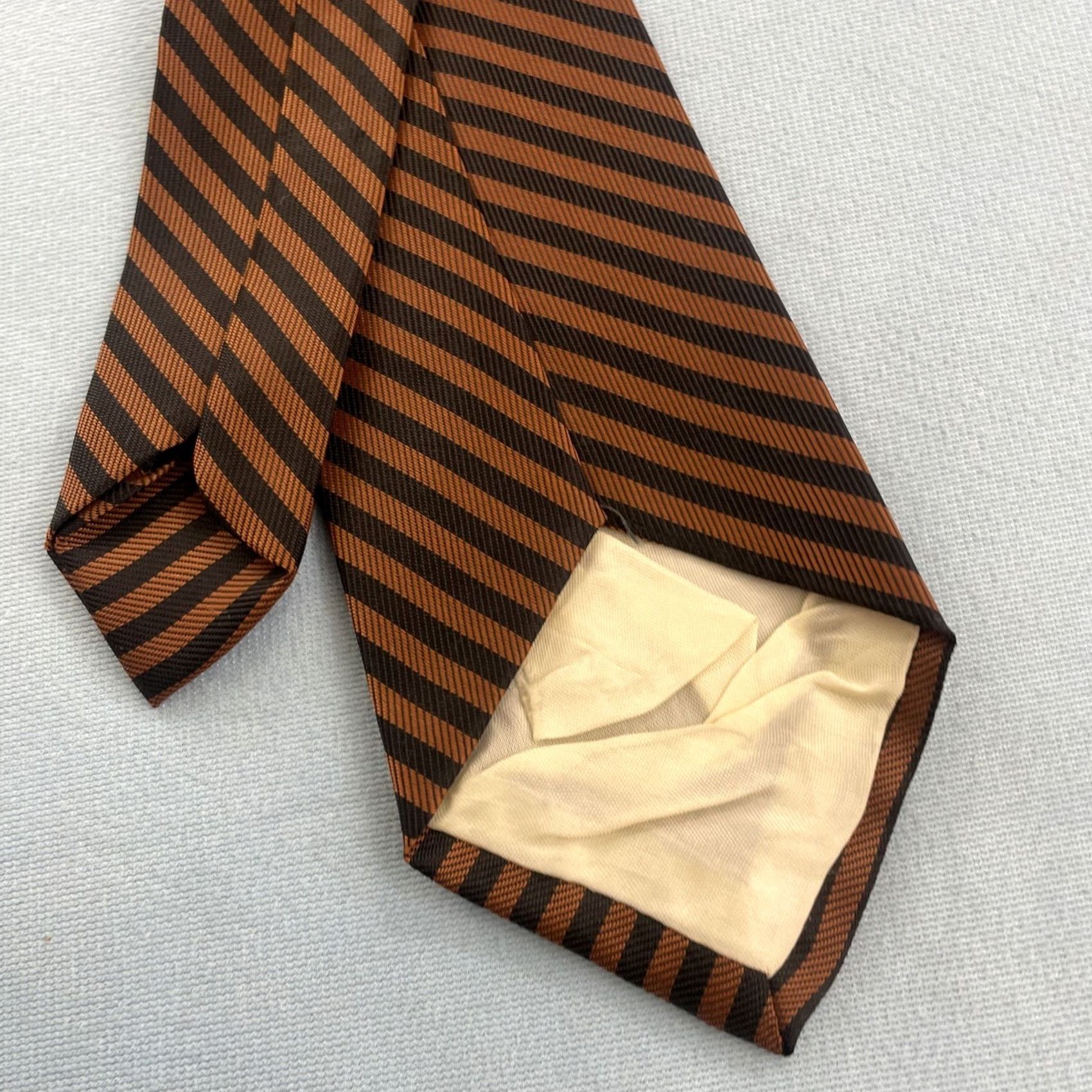 MCM VINTAGE Art Necktie Repp Tie 3x56 Brown Orange Striped Woven Polyester Mens Tie Size ONE SIZE - 7 Thumbnail