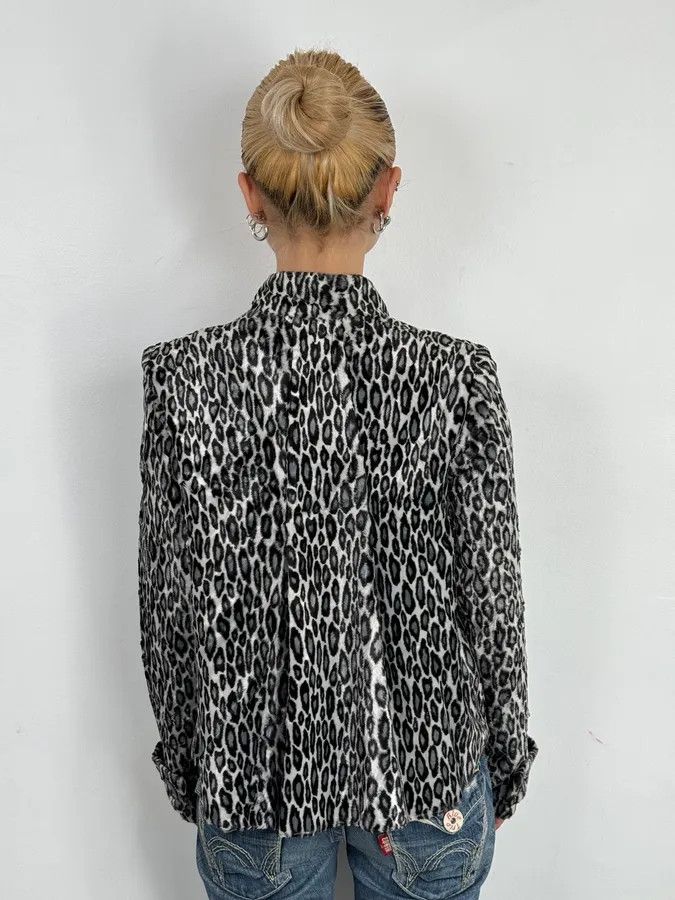 Emporio Armani AW2010 Emporio Armani Black White Leopard Print Cozy Biker Jacket Size S / US 4 / IT 40 - 2 Thumbnail