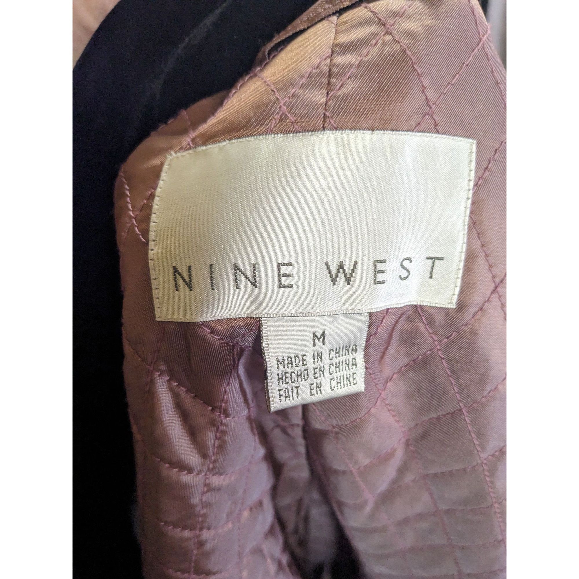 Nine West Nine West Black Velvet Double-Breasted Peacoat Medium Quilte Size M / US 6-8 / IT 42-44 - 2 Thumbnail