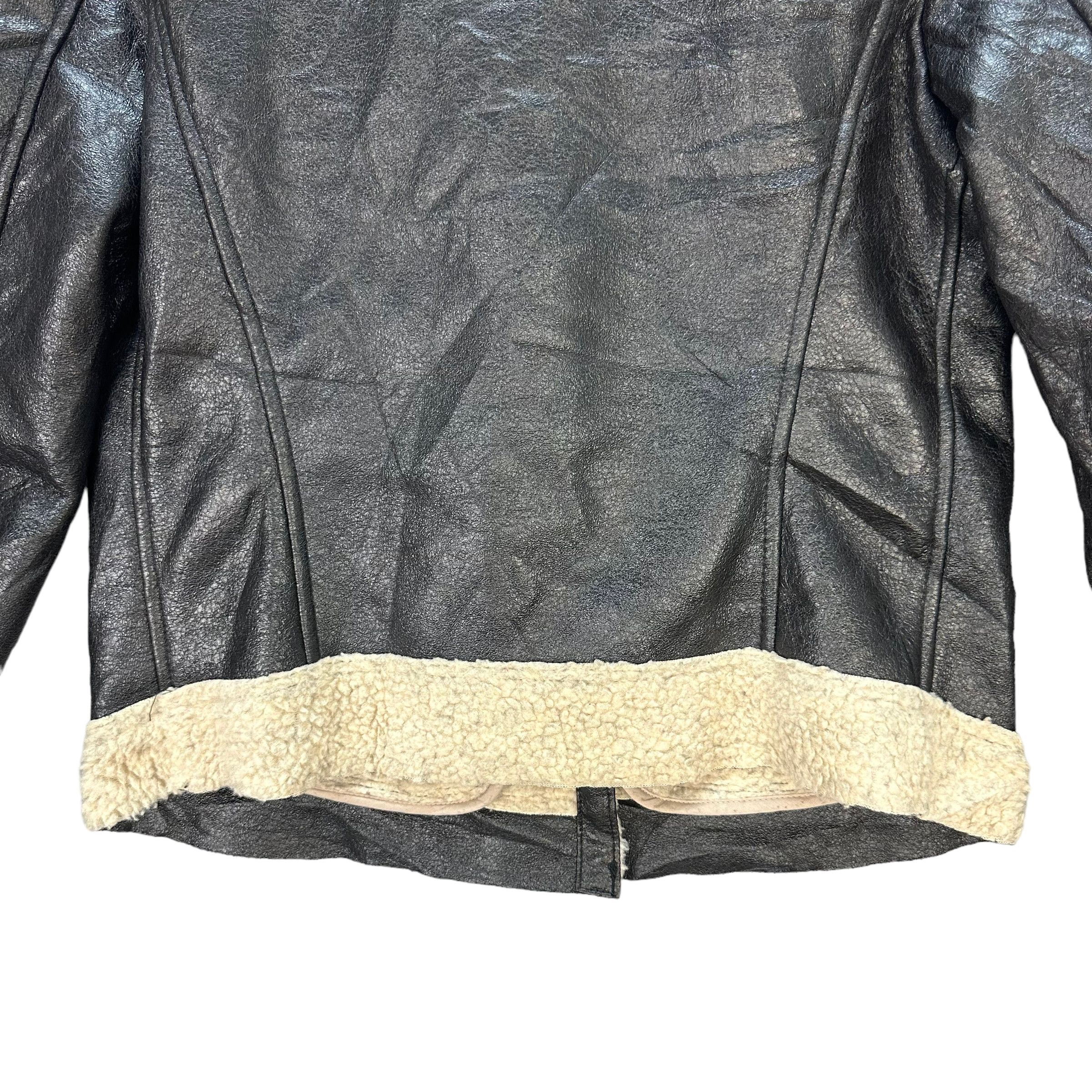 Japanese Brand NEO LEATHER DOUBLE COLLAR SHEARLING JACKET #7535-151 Size L / US 10 / IT 46 - 11 Thumbnail