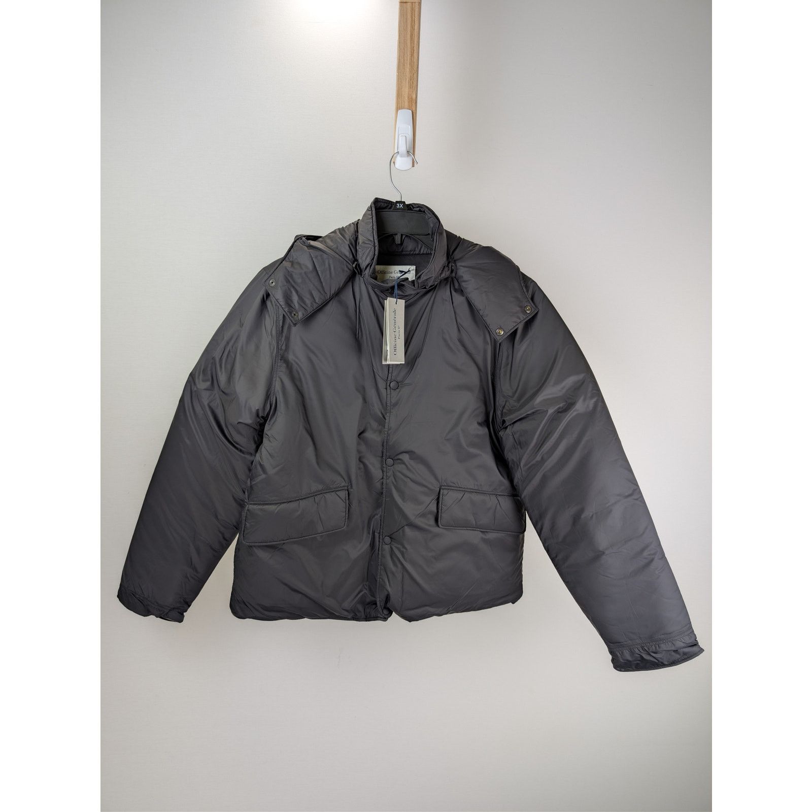 Officine Generale o1rshd1 Shell Hooded Jacket in Black Size US M / EU 48-50 / 2 - 1 Thumbnail