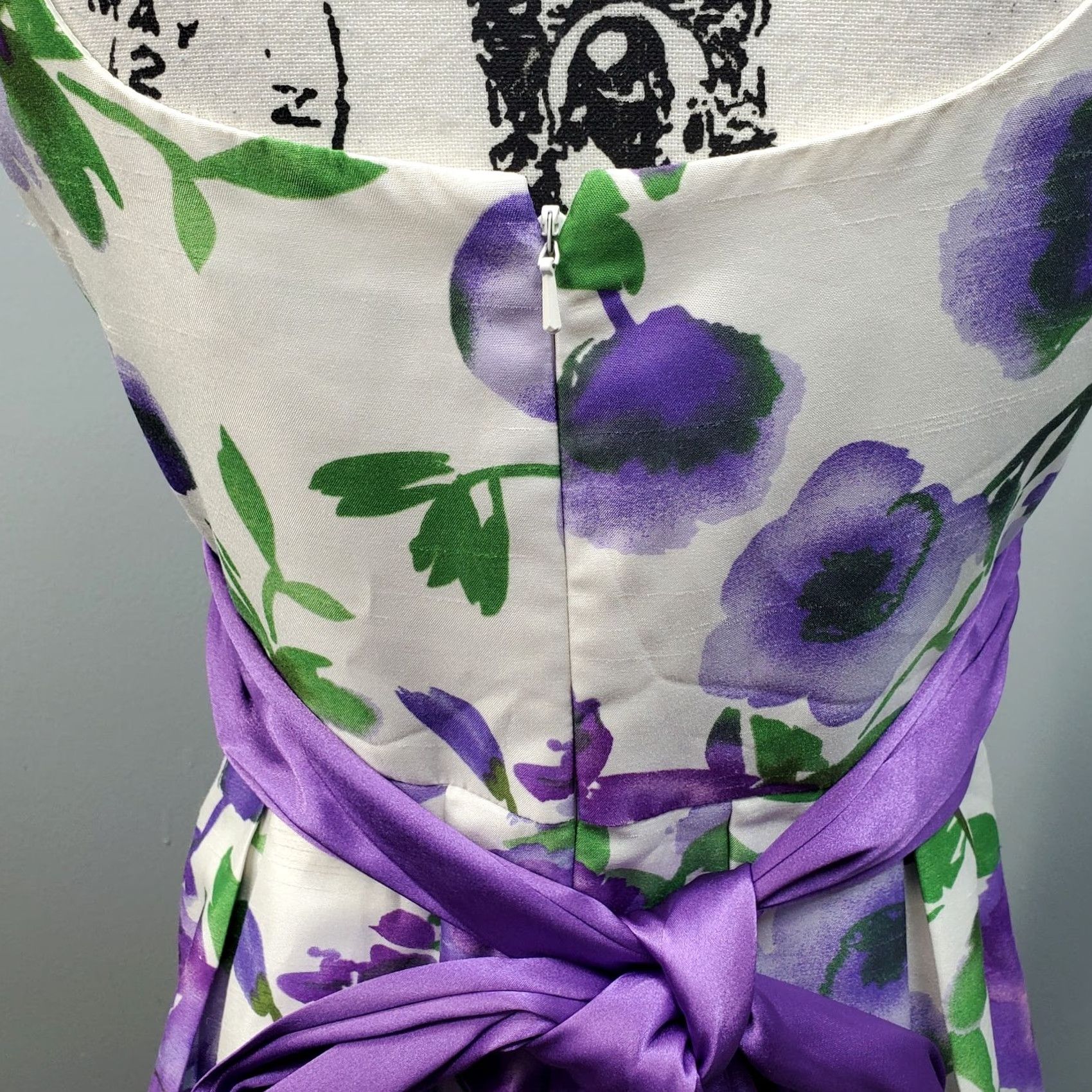 Vintage Sophia Christina Womens 4 Purple Floral Sleeveless Empire Waist Flare Dress Midi Boho Pattern Size S / US 4 / IT 40 - 6 Thumbnail