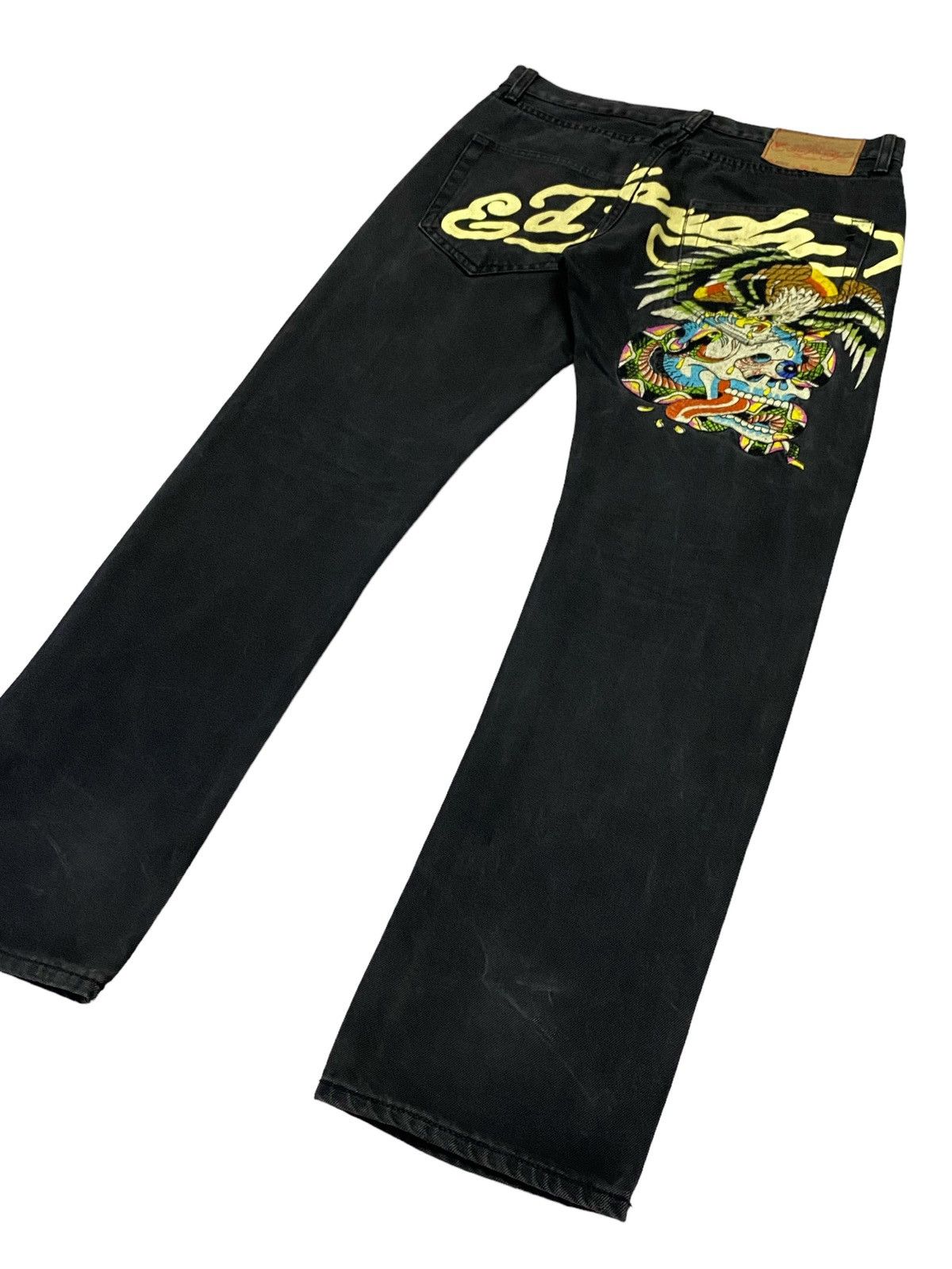 Christian Audigier × Ed Hardy Ed Hardy By Christian Audigier 2010 Embroidered Denim Pants Size US 32 / EU 48 - 24 Thumbnail