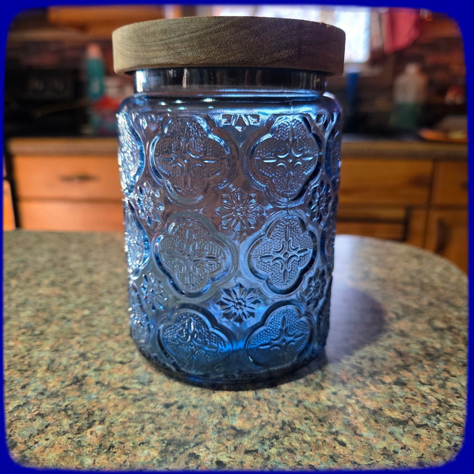 Other Textured Colored Glass Jar Airtight Wooden Lid, 24 Fl Oz Con Size ONE SIZE - 1 Thumbnail