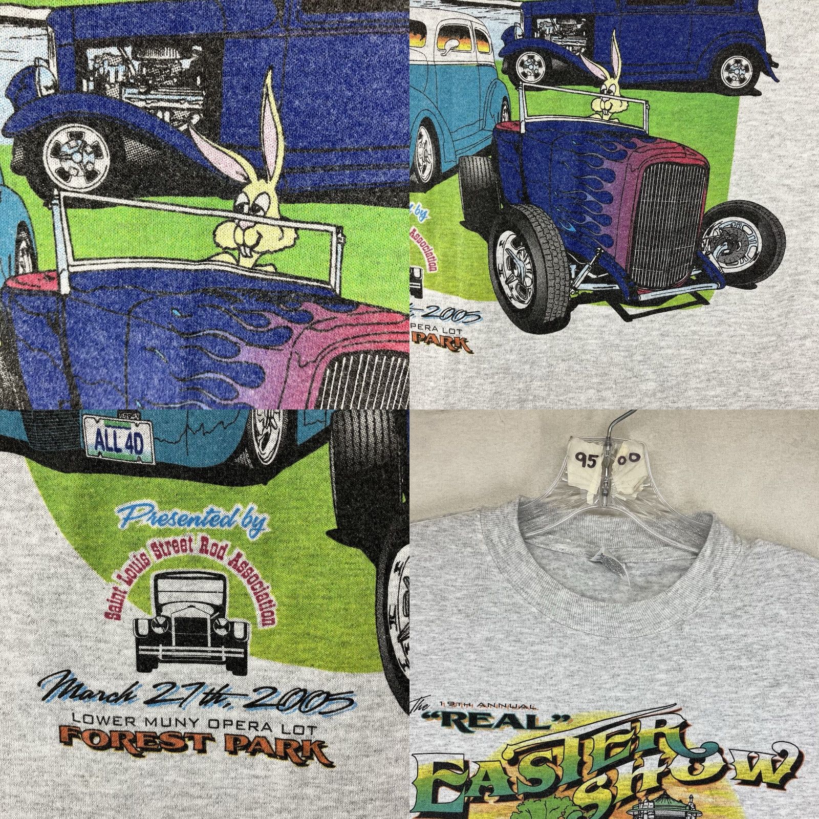 Jerzees VINTAGE Mens T-Shirt Street Rod Logo 2005 St. Louis Street Rod Association's Real Easter Show JERZEES Gray Cotton Polyester Crew Neck Short Sleeve L Size US L / EU 52-54 / 3 - 8 Thumbnail
