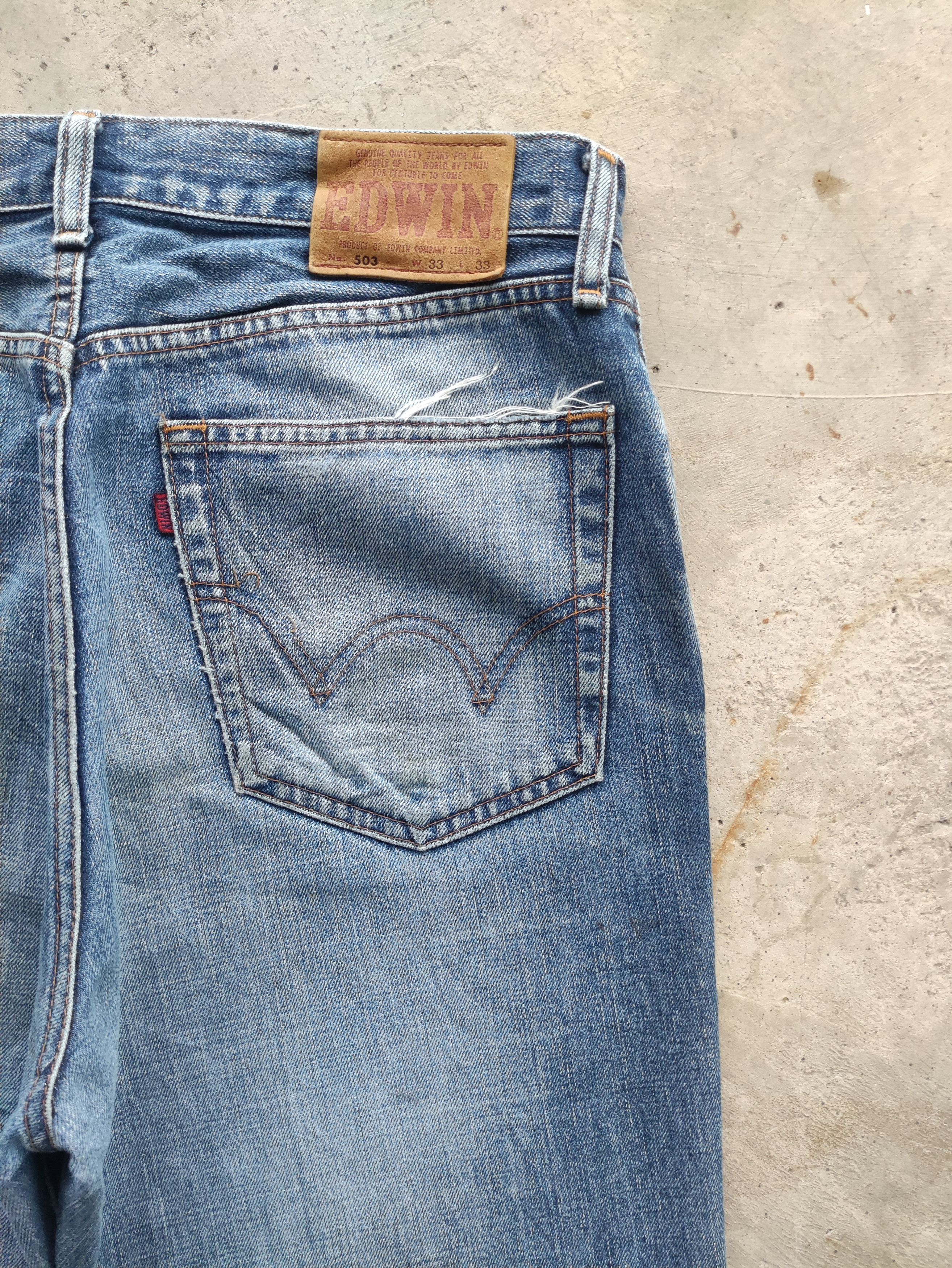 Edwin Vintage Edwin 503 Japan Distressed Faded Denim Size US 35 - 12 Thumbnail