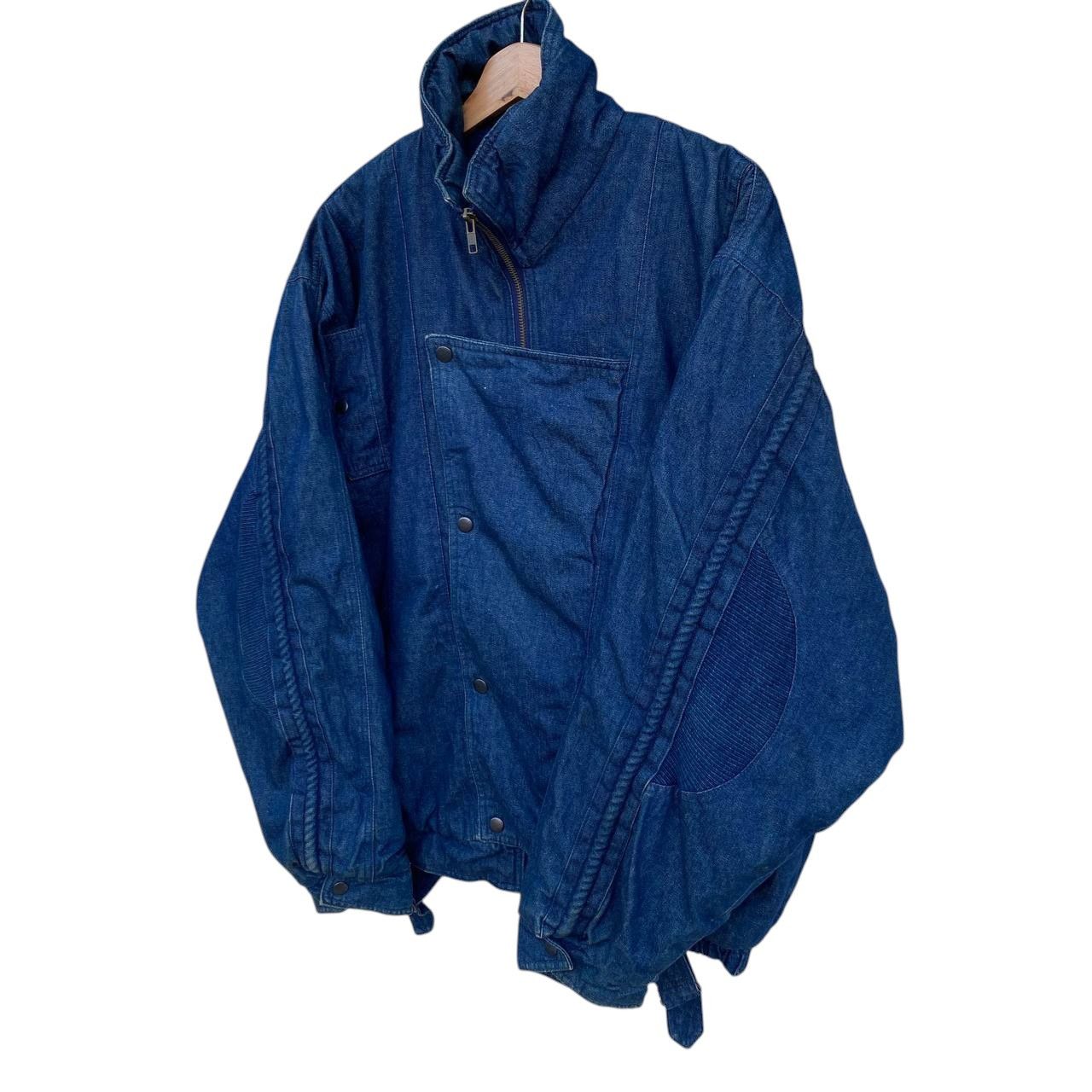 Vintage Vintage 90s Asymmetric Denim Bomber Jacket Like Issey Miyake Size US L / EU 52-54 / 3 - 10 Thumbnail