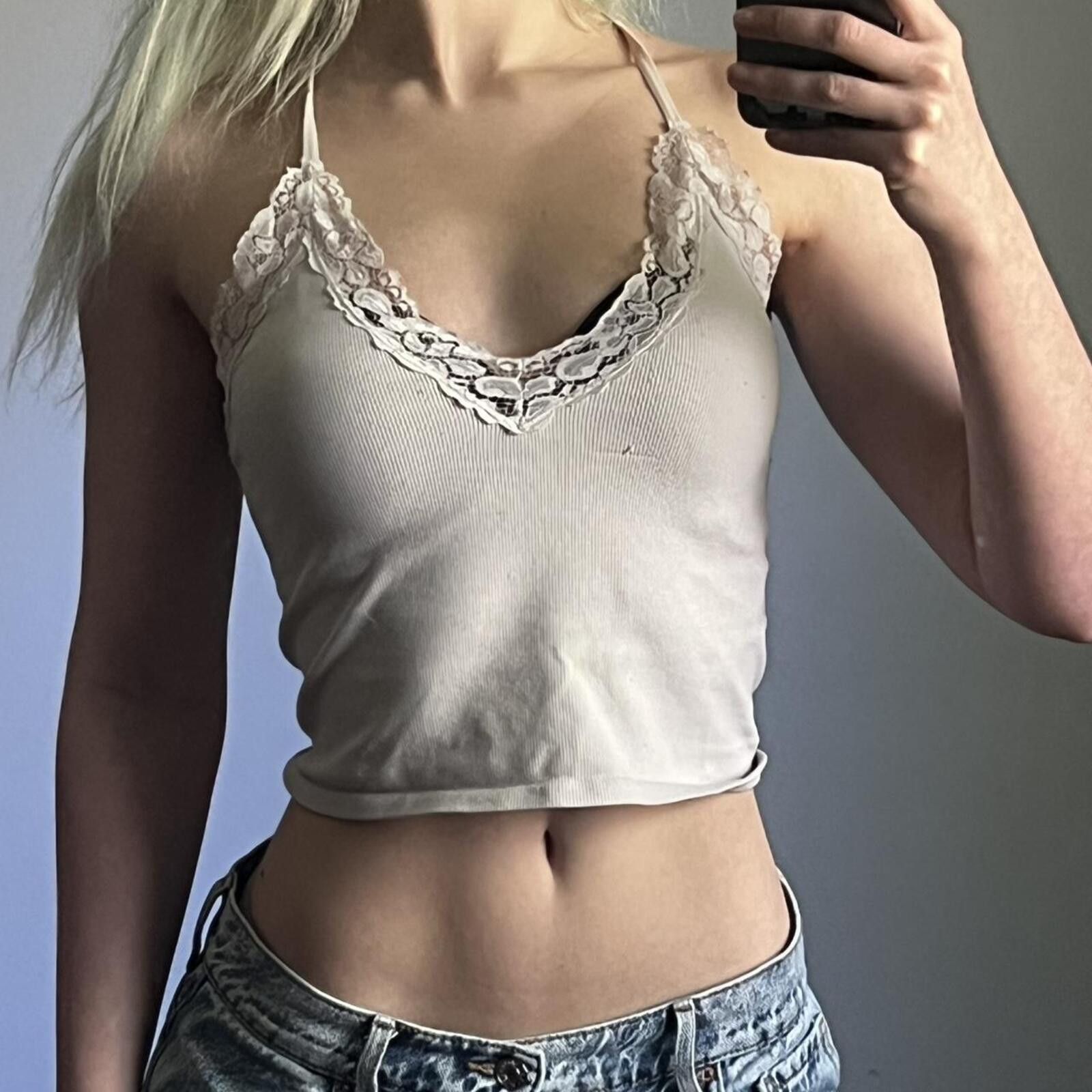 Other White lace trim cami top with adjustable straps Size S / US 4 / IT 40 - 2 Thumbnail