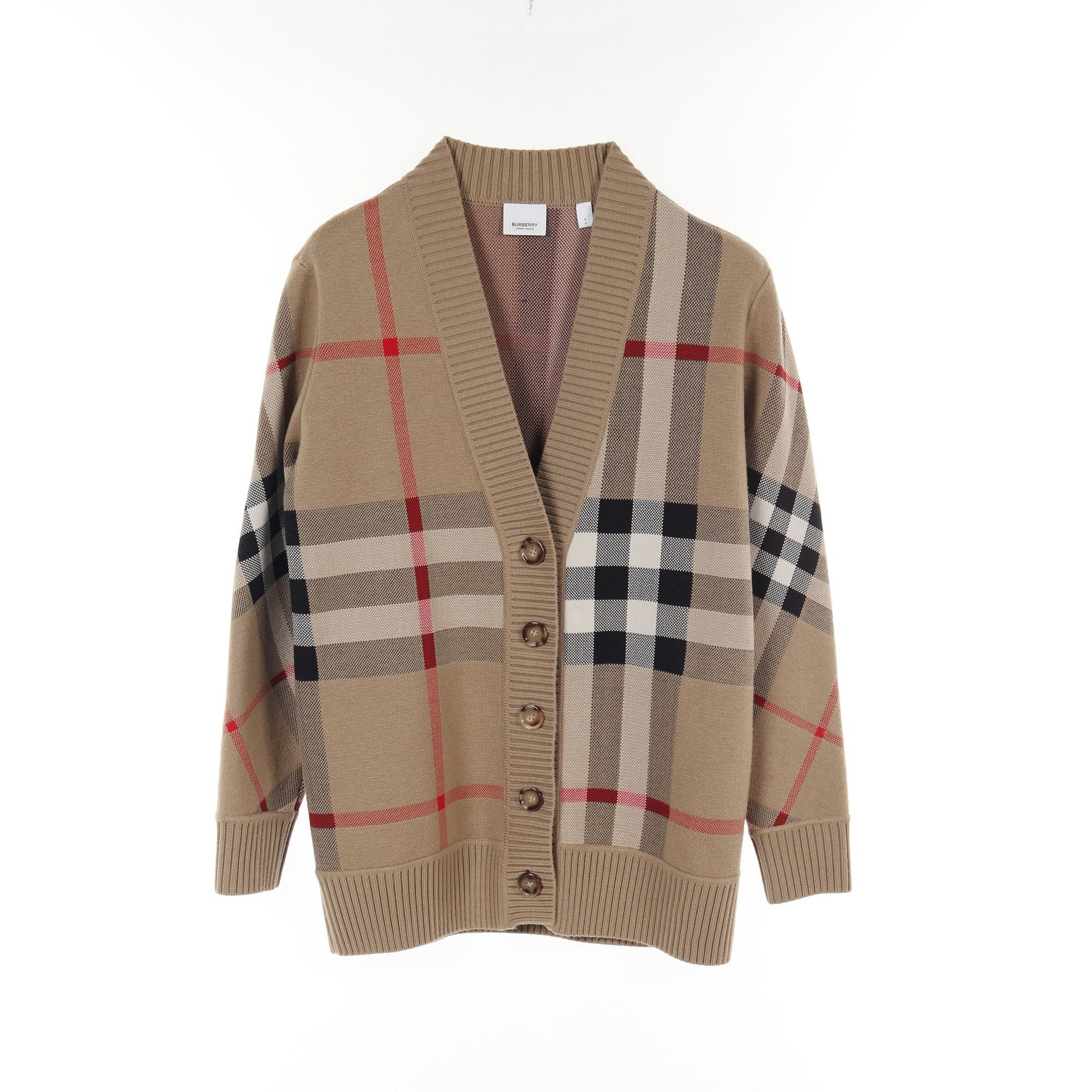 Burberry Burberry Nova Check Cardigan Wool Light Brown Multicolor Size ONE SIZE - 1 Thumbnail
