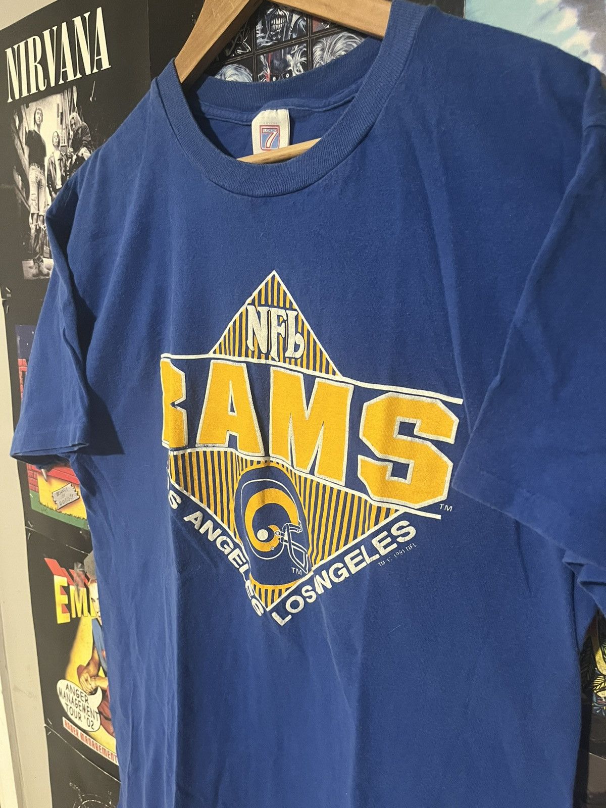 Logo 7 Vintage 90’s 1991 Los Angeles Rams NFL Football USA made Tee Size US L / EU 52-54 / 3 - 2 Thumbnail