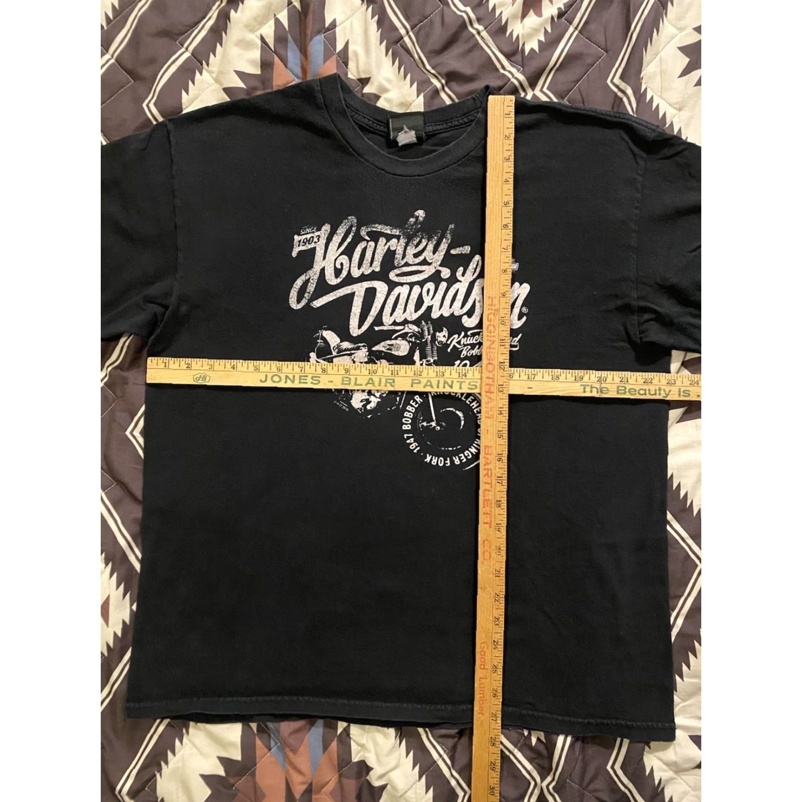 Harley Davidson Harley-Davidson T-Shirt Mens XL Black Double-Sided Skeleton Flames Graphic Print Crew Neck Short Sleeve Size US XL / EU 56 / 4 - 6 Thumbnail